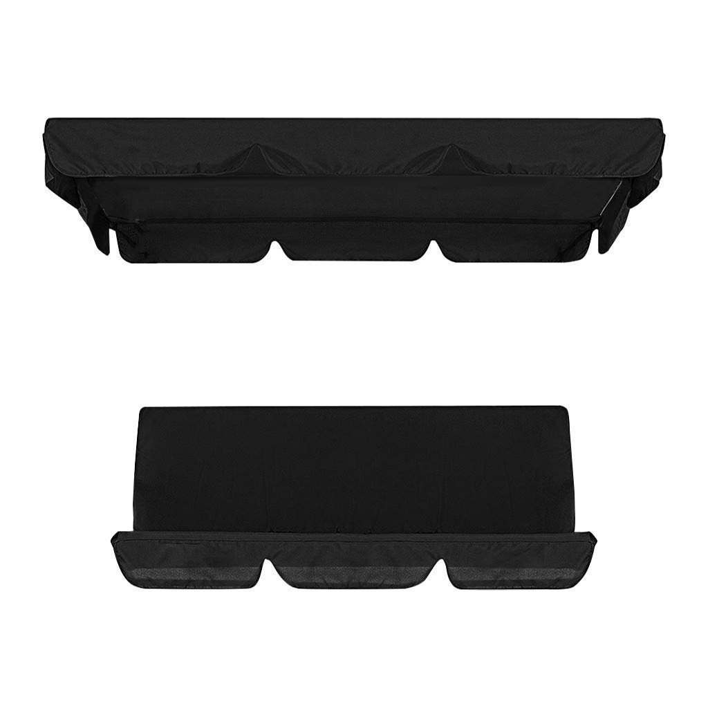 Durable Swing Replacement Cover for Patio Swing Set - Waterproof Canopy & Cushion Cover - Outdoor Swing Top Cover - Home Decor Blanket (Black, One Size) - Perfect for Backyard, Garden, and Porch Relaxation