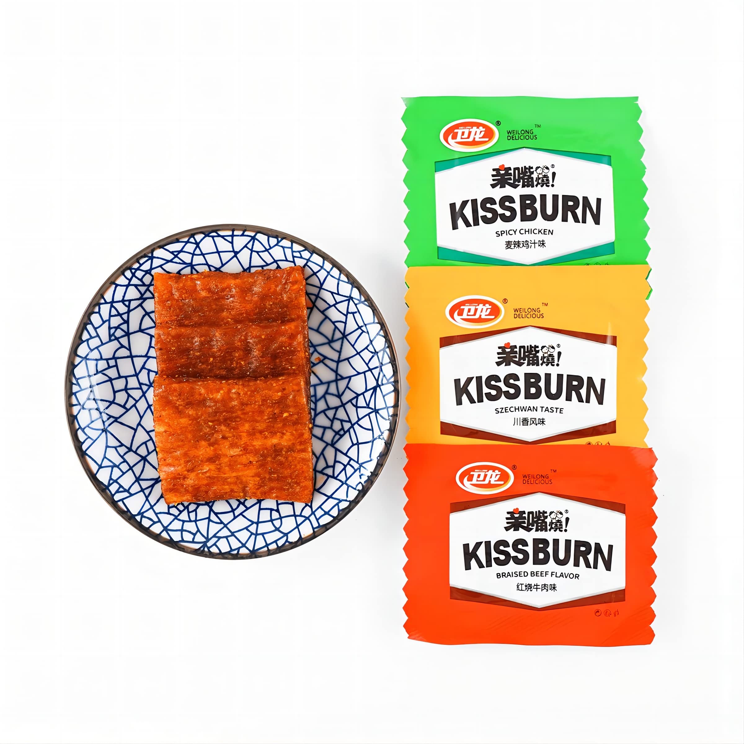 Weilong Kiss-Burn Mixed Flavor Gluten Snacks - Chinese Vegetarian Tofu & Soybean Snacks (260ml, 20pcs) - Perfect for Office Snacking, Movie Nights & Asian Food Lovers