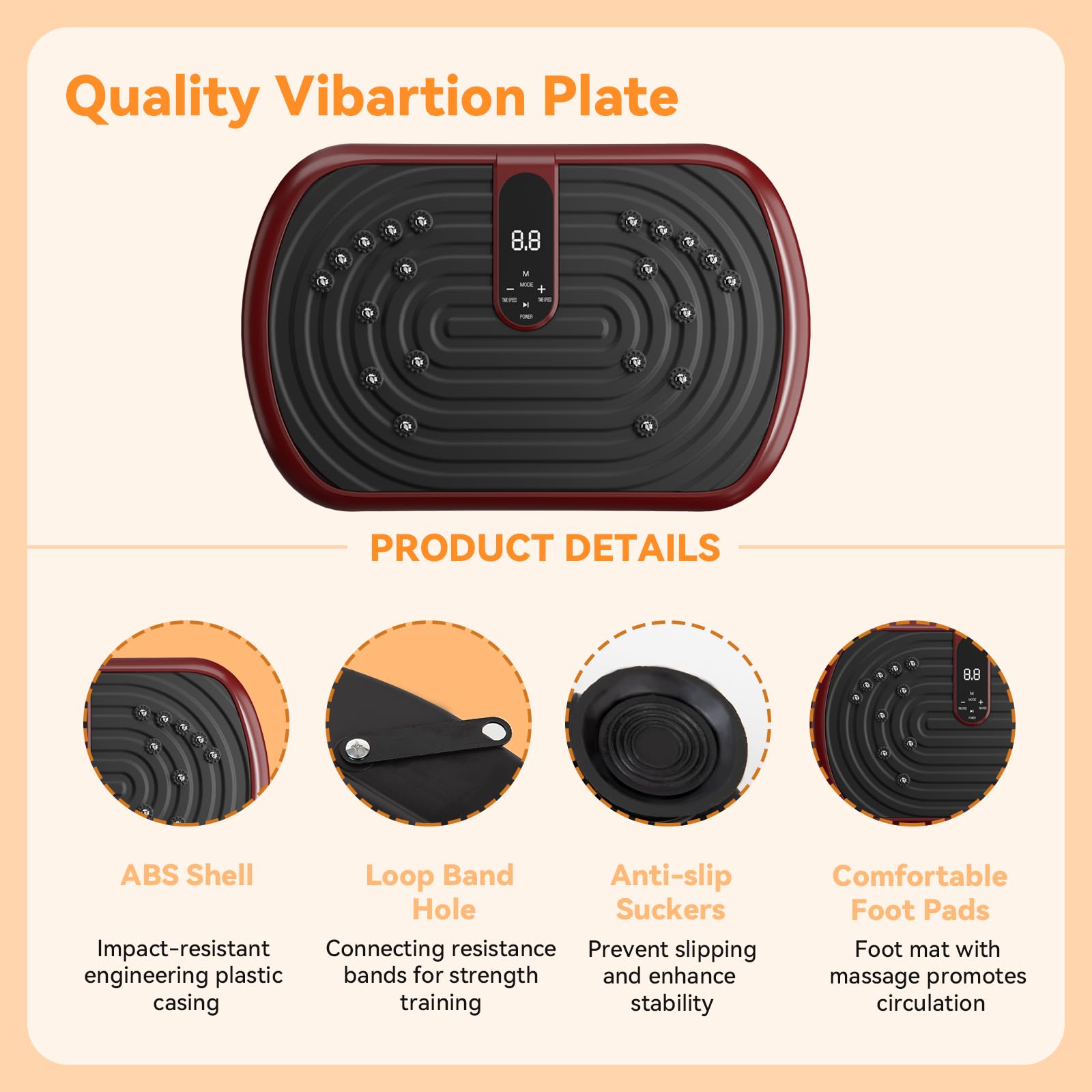 UCIN Vibration Plate Exercise Machine for Weight Loss & Lymphatic Drainage - 330 Lbs Capacity Home Fitness Platform with Resistance Bands & Pilates Ball - Perfect for Home Workouts, Toning & Detox