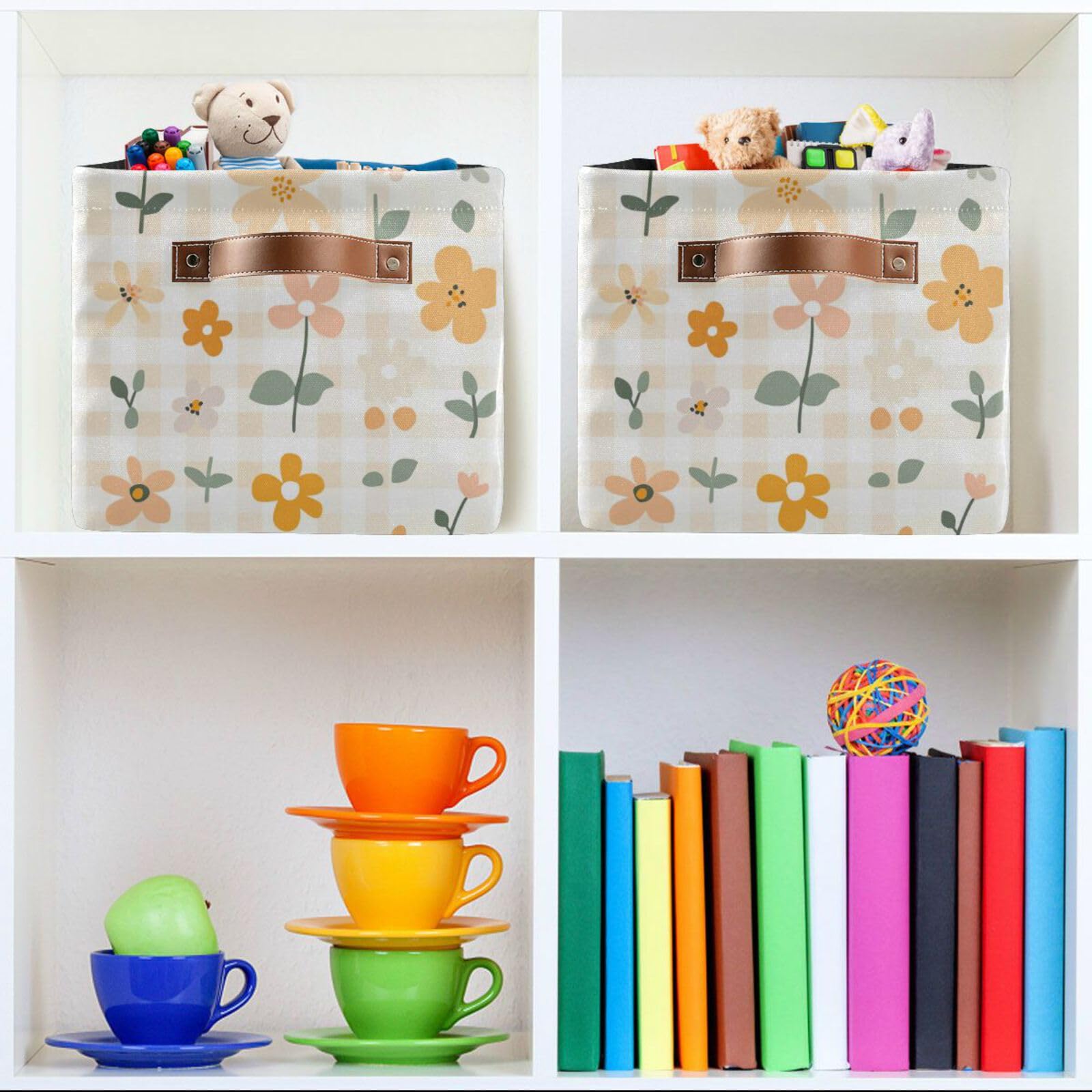 2-Pack Foldable Large Square Storage Baskets with Handles - Multi-Functional Closet Organizer for Toys, Books & Clothes | Perfect for Nursery, Bedroom & Playroom Organization