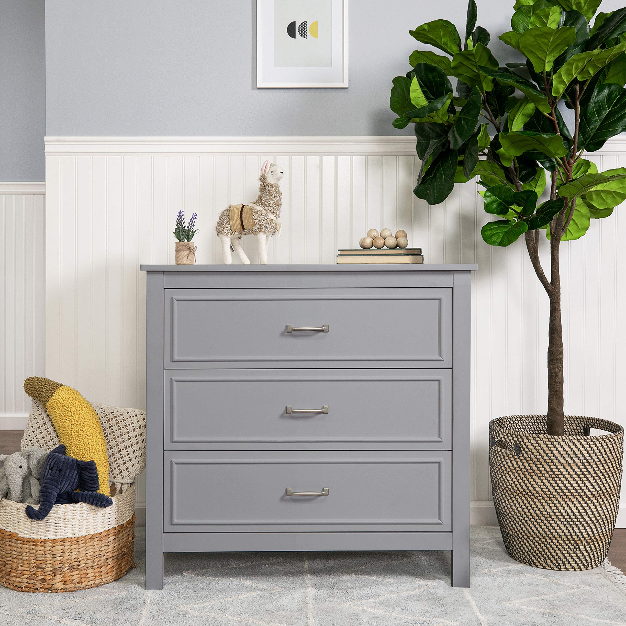DaVinci Charlie 3-Drawer Dresser in Grey - Modern Nursery Dresser for Baby Room Organization & Storage - Perfect for Kids Bedroom, Nursery, or Playroom