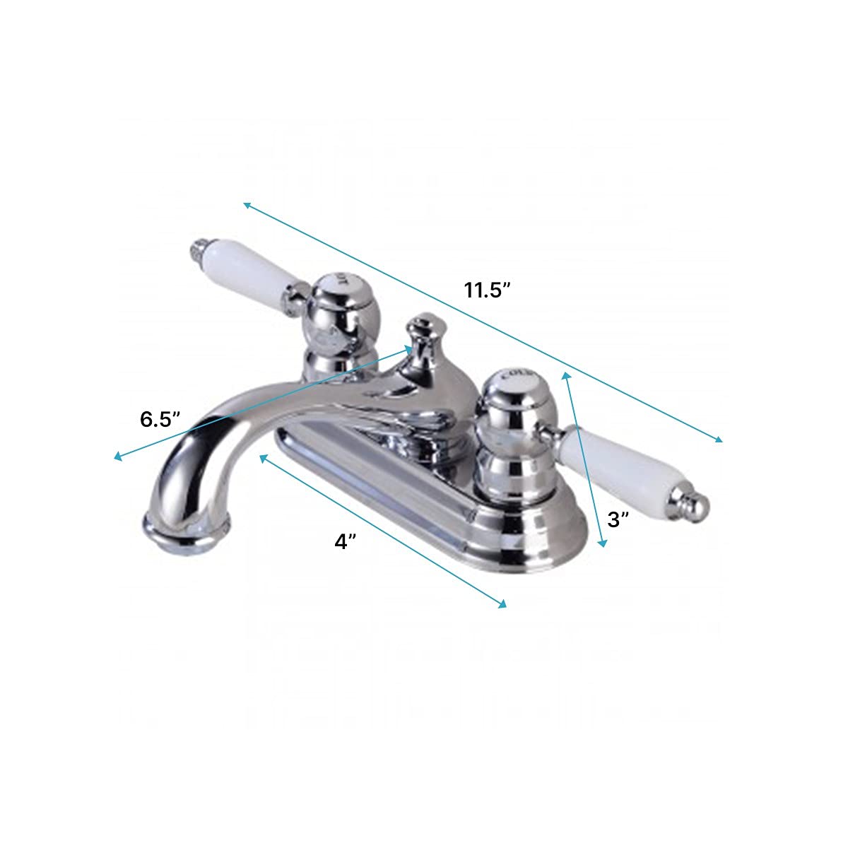 Chrome Polished Heavy Duty Brass Centerset Bathroom Sink Faucet - 4 Inch Lux Belle Style White Double Handle Vanity Faucet with Supply Lines & Pop Up Drain - Perfect for Modern Bathroom Renovation & Powder Room Upgrade