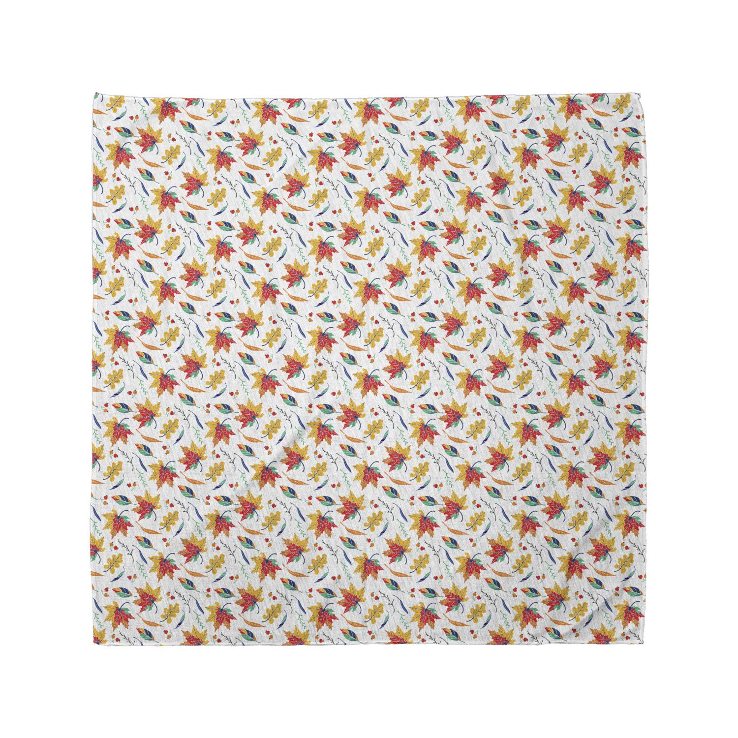 Ambesonne Colorful Bandana - Autumn Leaves & Cherries Print - Unisex Head Scarf & Neck Tie for Men & Women - Perfect for Outdoor Activities, Concerts, and Fashion Accessories