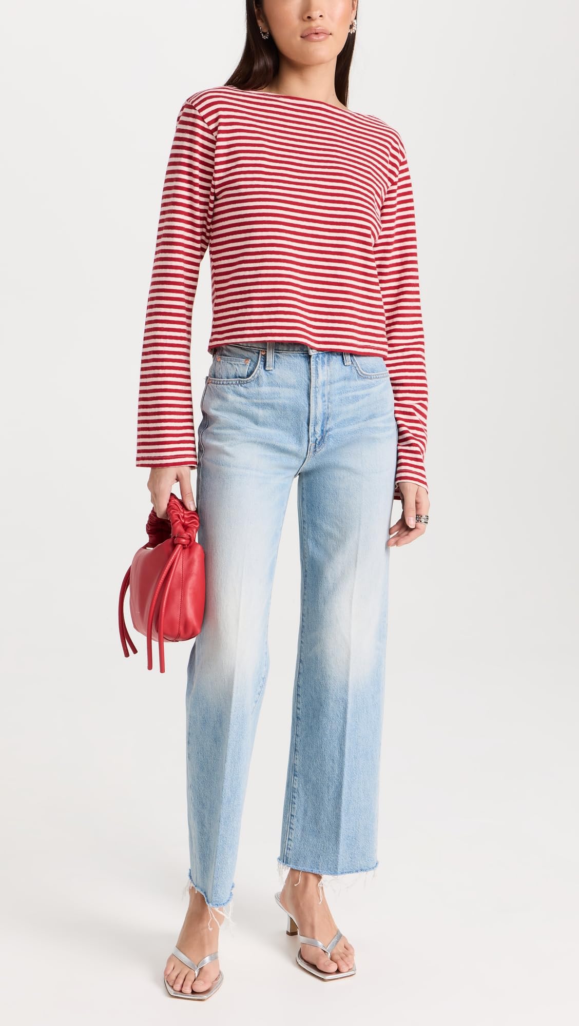 MOTHER Women's The Rambler Zip Fray Jeans - High Waist Distressed Denim Pants for Casual Outfits & Street Style Fashion