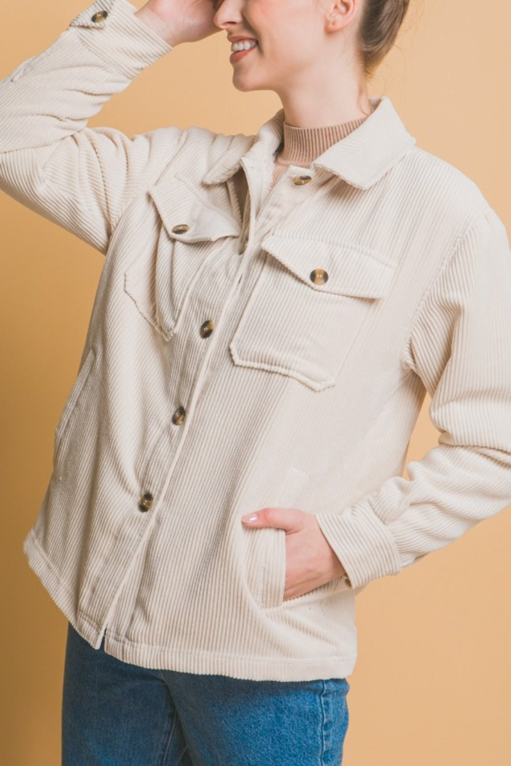 Love Tree Corduroy Button Up Jacket with Sherpa Lining - Cozy Winter Fashion for Men & Women | Perfect for Outdoor Adventures & Casual Wear