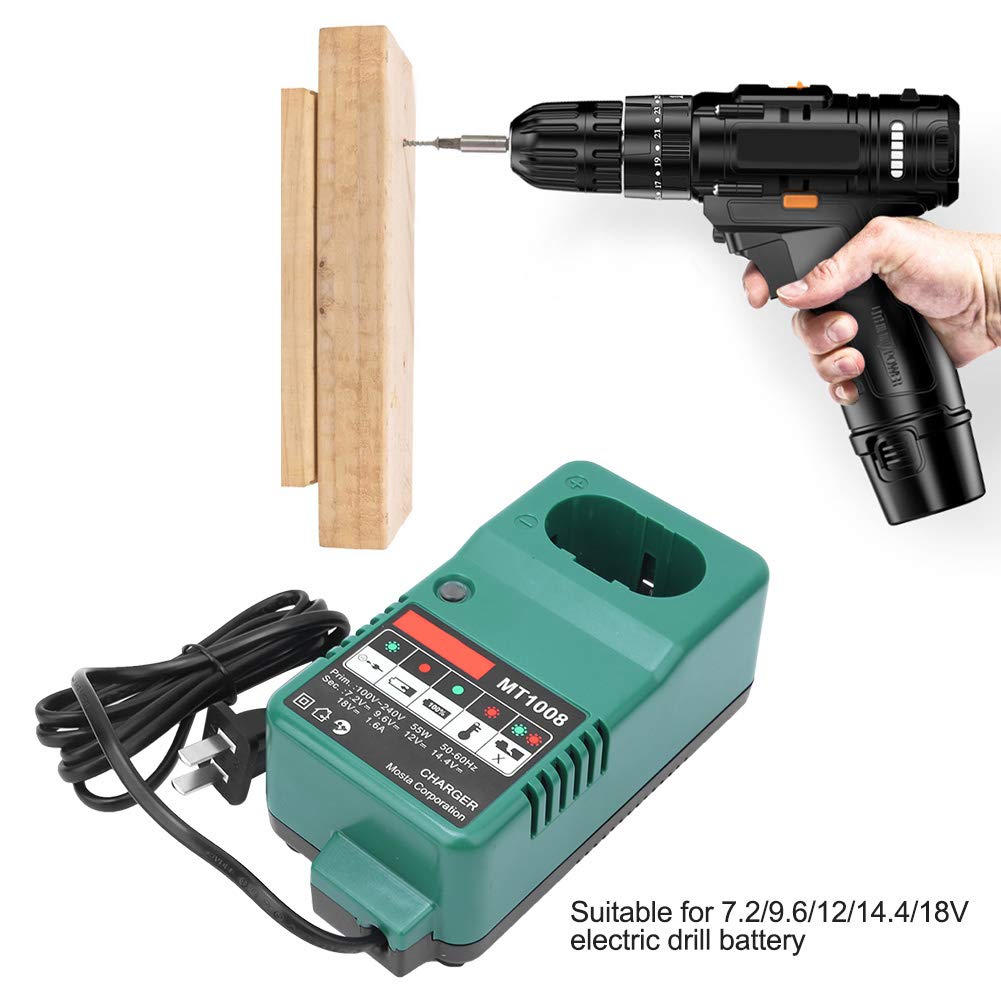 Universal Electric Drill Battery Charger 7.2V-18V for Power Tools - Compatible with 9.6V, 12V, 14.4V Batteries - Fast Charging for Cordless Drills, Screwdrivers & DIY Projects