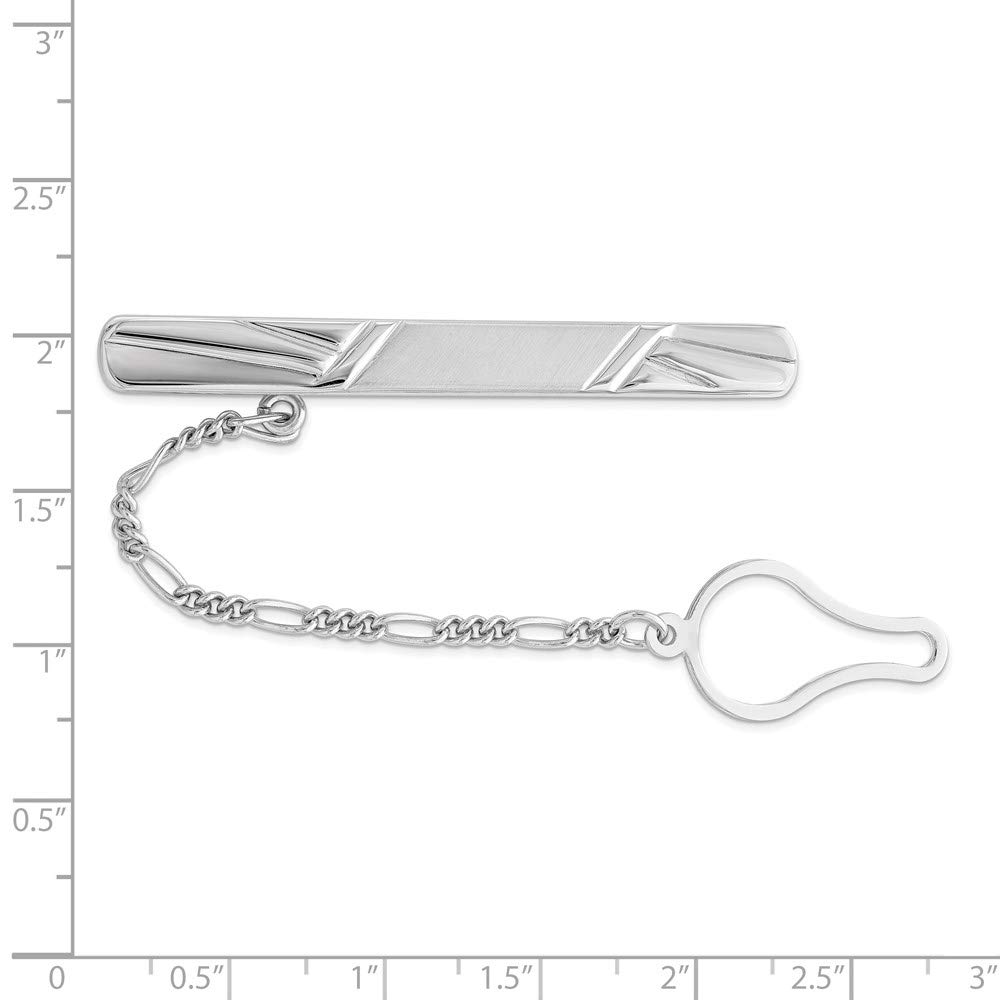 Black Rhodium Plated Sterling Silver Tie Bar - Button Chain for Formal Wear