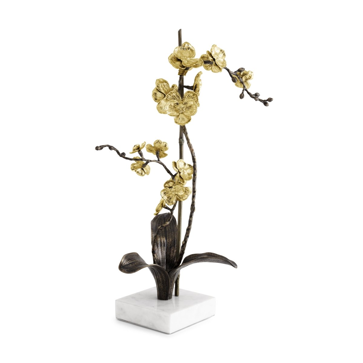 Elegant Gold Orchid Stem Sculpture - Handcrafted Home Decor for Living Room, Wedding Centerpiece, and Luxury Gift Ideas