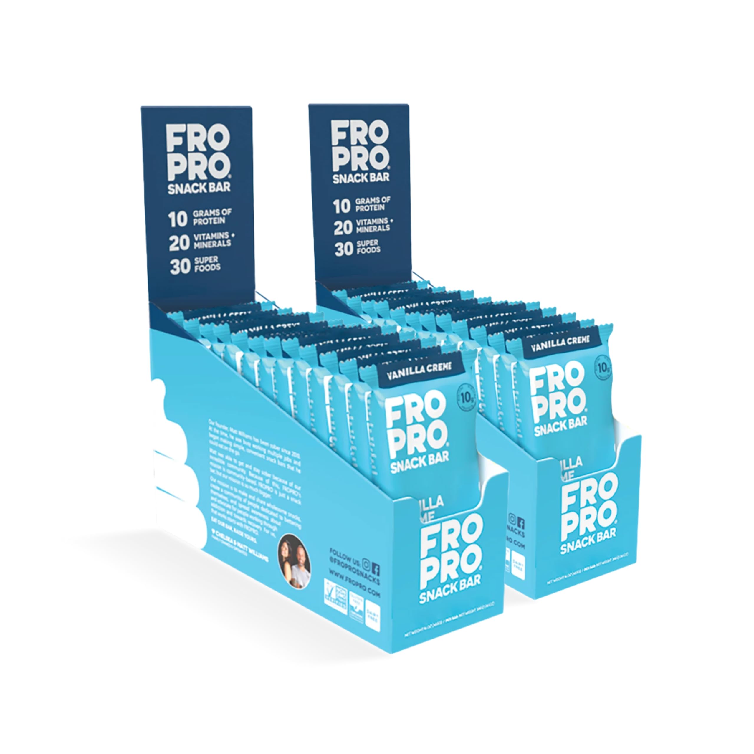 FROPRO Plant Based Protein Snack Bars - Vegan, Gluten Free, Dairy Free, Soy Free, High Protein Low Calorie Healthy Snacks | Vanilla Flavor, 24 Pack - Perfect for Post-Workout, Weight Loss & On-the-Go Nutrition