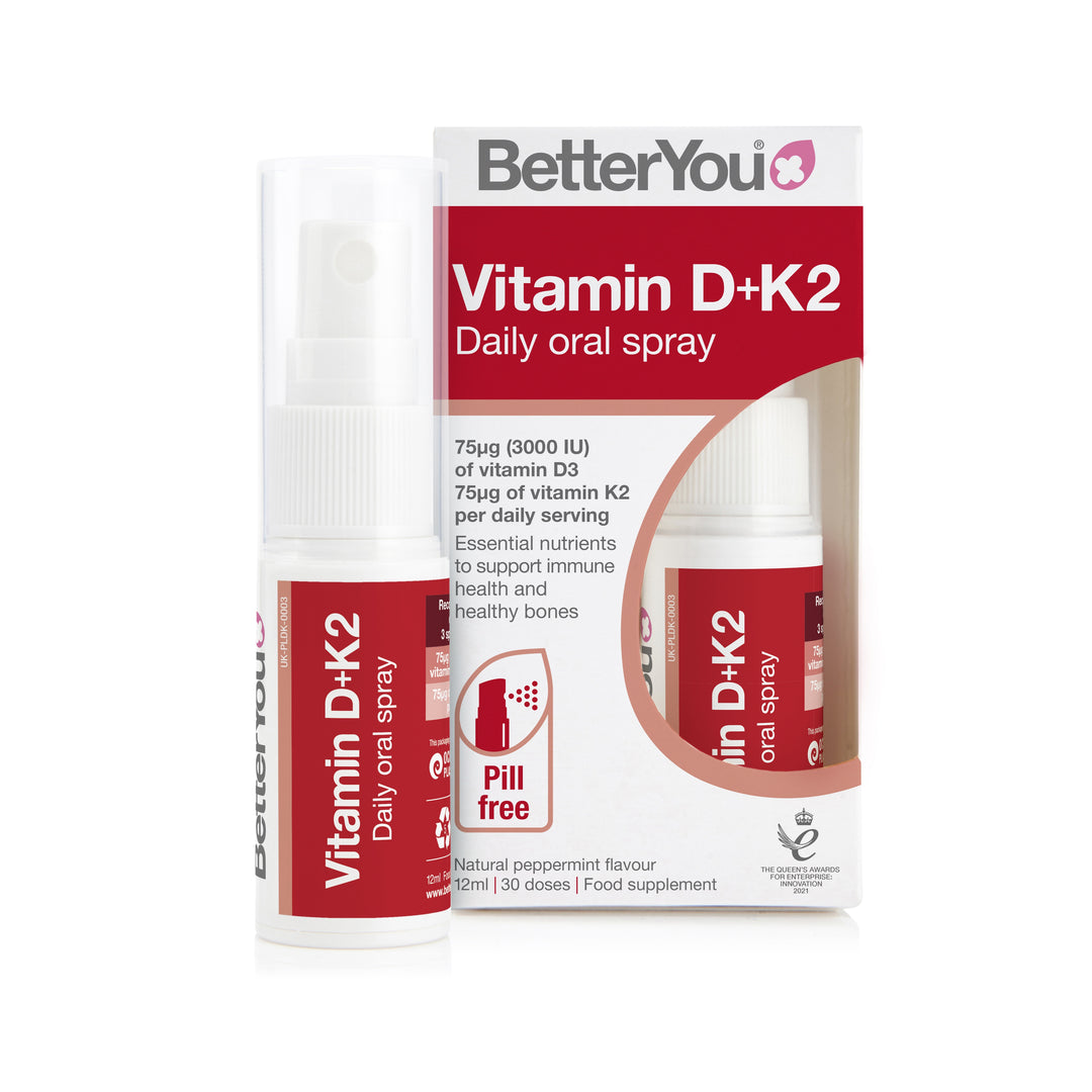 BetterYou Vitamin D3 3000 IU + K2 Oral Spray - Fast Absorption Immune & Bone Support Supplement - Easy-to-Use for Home, Travel & Daily Wellness Routine