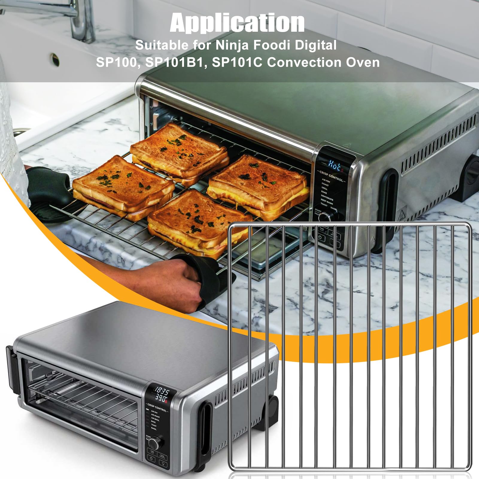 Stainless Steel Air Fryer Rack for Ninja Foodi 10-in-1 SP101 Digital Air Fryer Oven | 13.4''x13.4'' Roasting, Steaming & Baking Tray | Dishwasher Safe Accessories | Perfect for Grilling, Roasting & Meal Prep