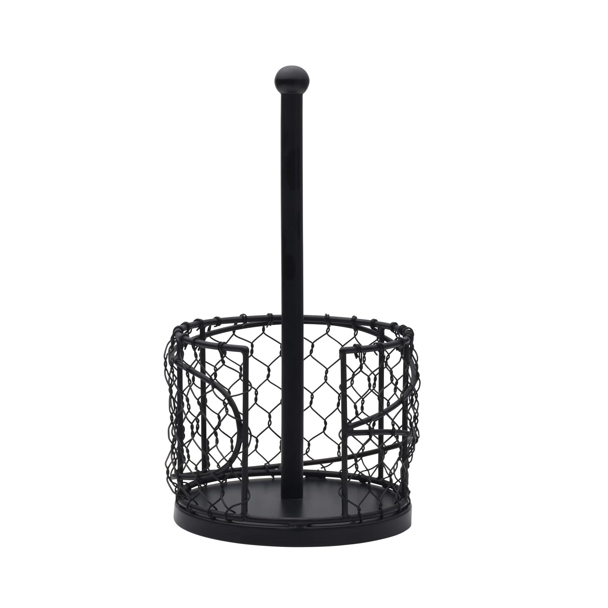 Mikasa Gourmet Basics 12.75-Inch Black Iron Paper Towel Holder - Contemporary Countertop Dispenser with Easy Roll Replacement | Perfect for Kitchen, Bathroom & Farmers Market Decor