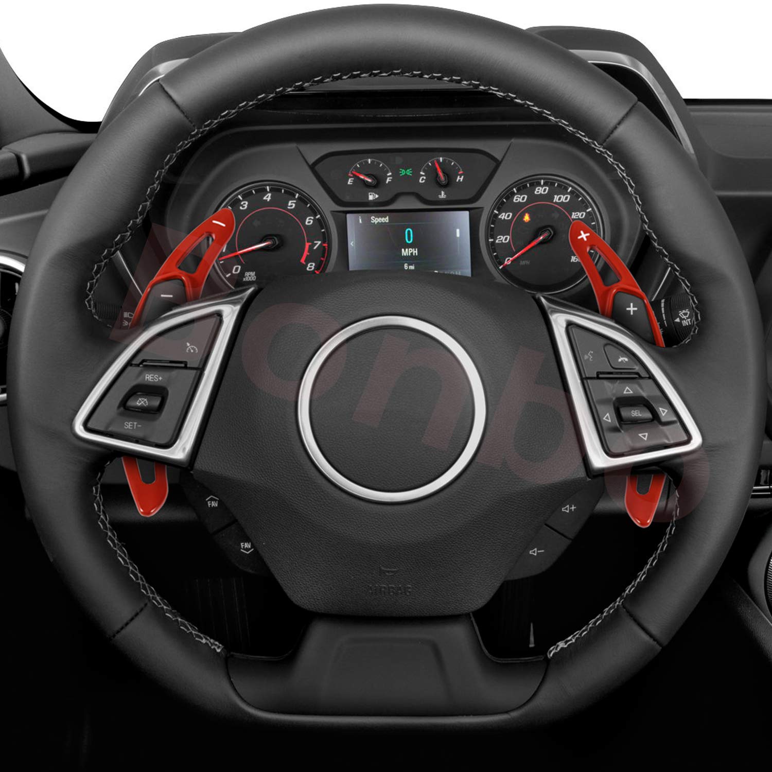 High-Quality Red Aluminum Steering Wheel Paddle Shifter Extension Cover Trim - Interior Accessories for 2016-2022 Chevrolet Camaro & 2014-2019 Corvette C7 - Easy Installation & Enhanced Driving Experience
