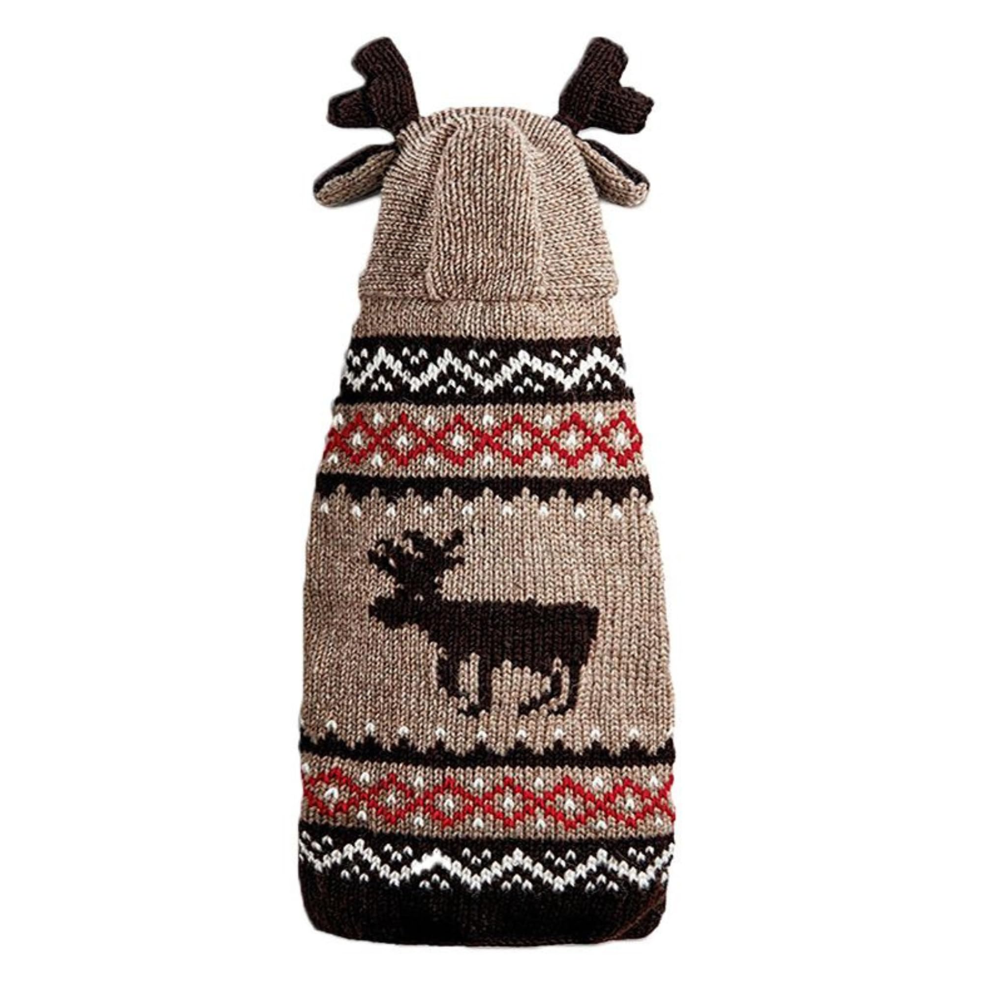 Chilly Dog Moosey Hoodie for Small Dogs - Cozy Winter Fleece Sweater with Adorable Moose Design - Perfect for Cold Weather Walks & Indoor Comfort