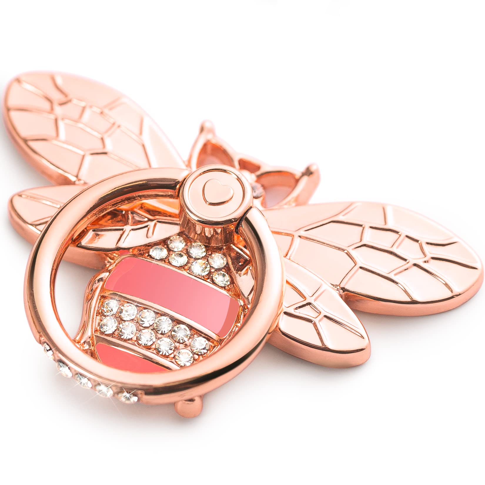 Allengel Cute Bee Phone Ring Grip Holder - Bling Finger Kickstand for iPhone & Android Cases (Rose Gold) | Perfect for Selfies, Video Calls & Secure Grip
