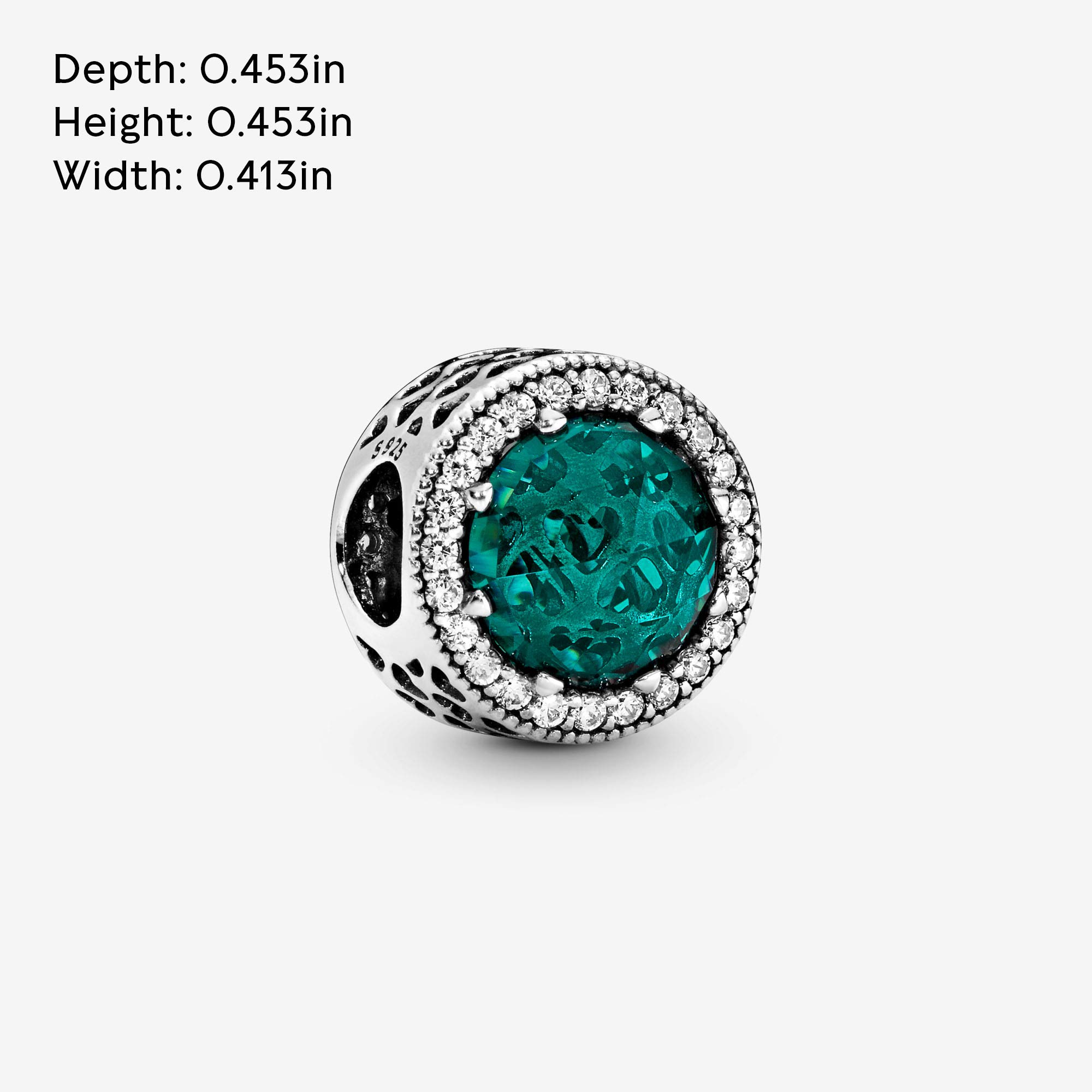 PANDORA Sparkling Sea Green Crystal Sterling Silver Charm with Cubic Zirconia - Elegant Jewelry Gift for Women - Perfect for Birthdays, Anniversaries & Special Occasions