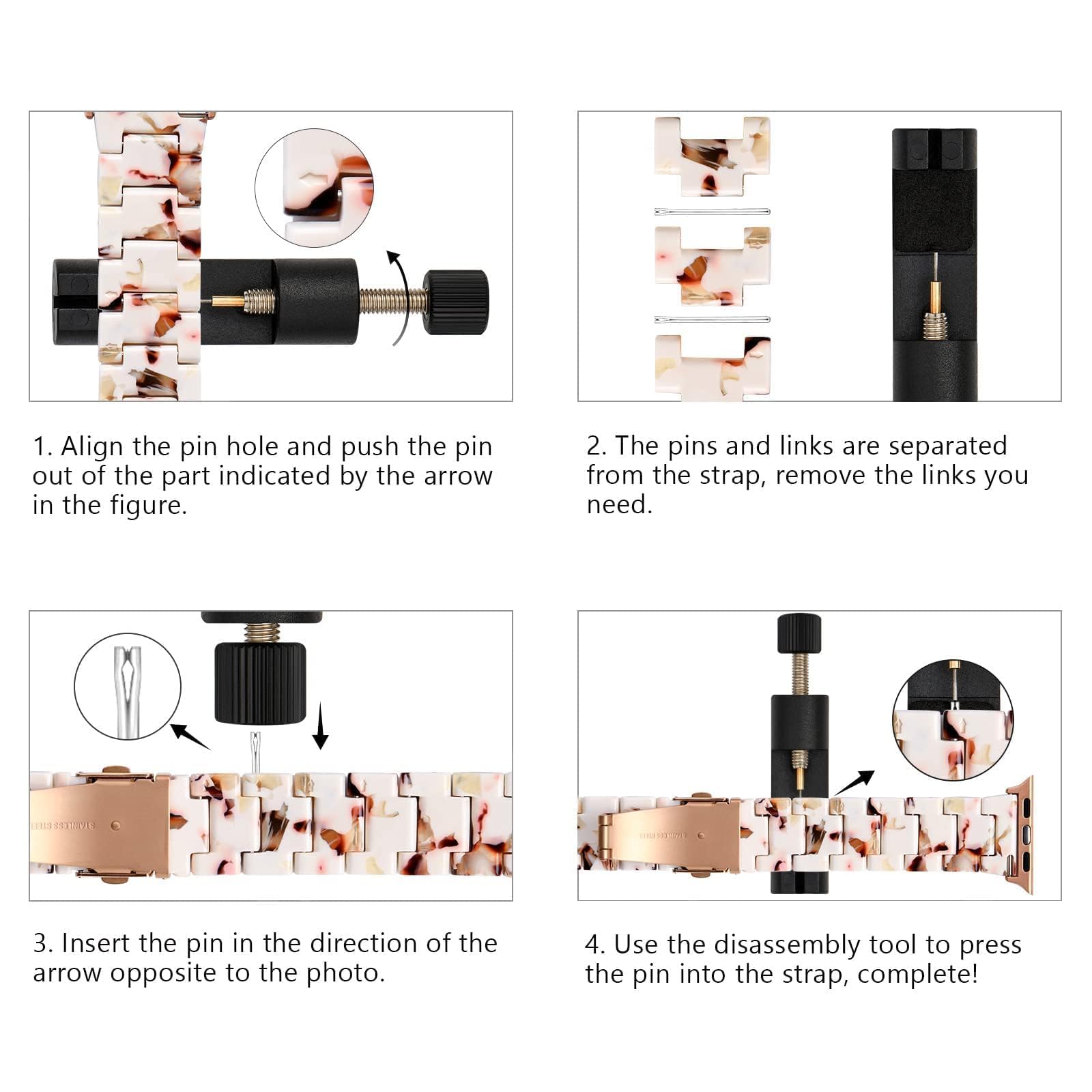 Premium Resin Apple Watch Band Compatible with 38mm 40mm 41mm iWatch Series 9/8/7/6/5/4/3/2/1/SE - Lightweight Elegant Dressy Strap for Women & Men (Black) | Perfect for Workouts, Office Wear & Everyday Fashion