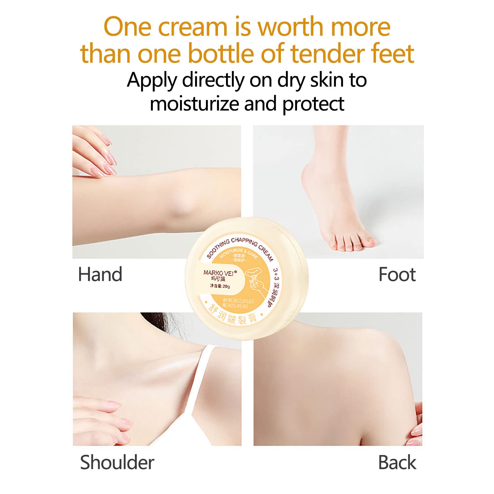 Natural Cracked Skin Repair Cream for Hands & Feet - 100% Organic Winter Anti-Cracking Moisturizer, Heel Balm for Dry Cracked Skin - Best for Winter Care, Dry Skin Relief & Foot Crack Treatment - Perfect for Dry Weather, Harsh Winters & Daily Foot Care Routine