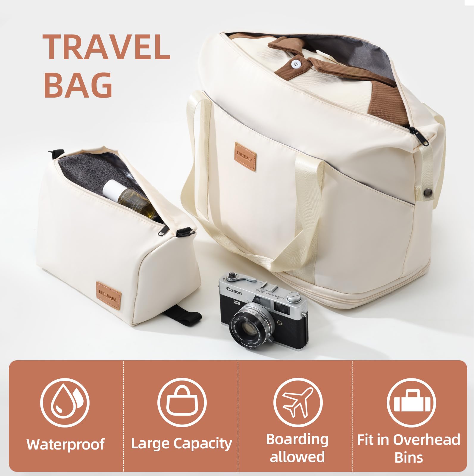 20-Inch 3-Piece Luggage Set with Wheels - Lightweight Carry On Suitcase for Air Travel, Business Trips & Vacations (White)