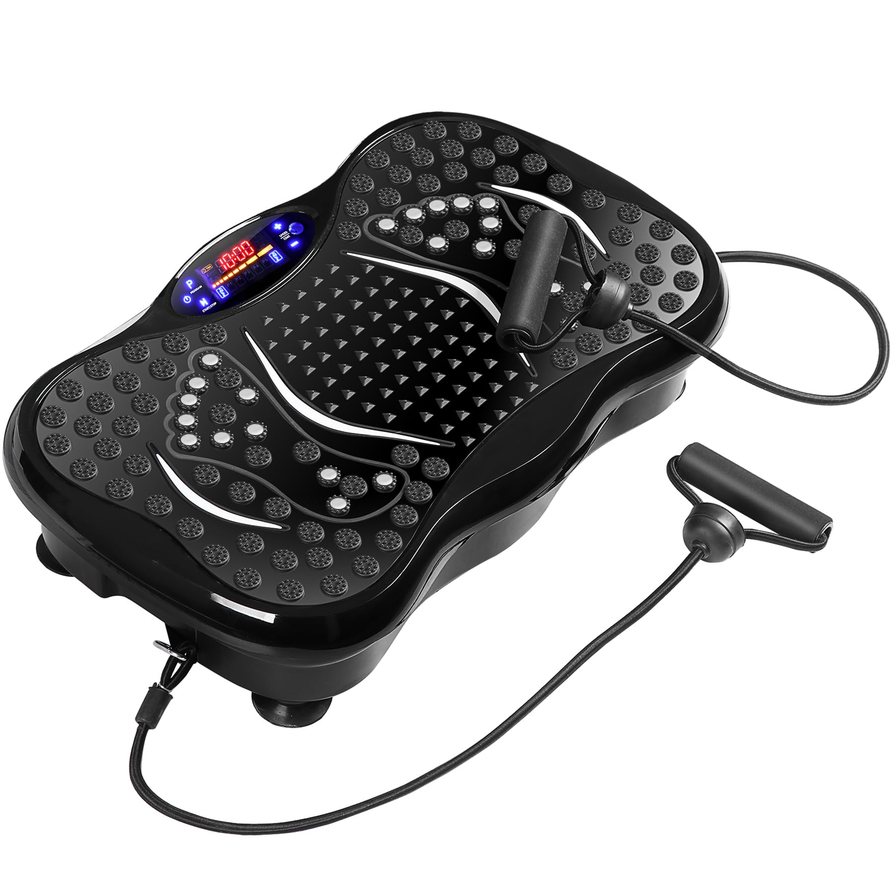 HomGarden Mini Vibration Platform Exercise Machine - Full Body Workout Equipment with Resistance Bands for Home Fitness, Weight Loss & Toning | Perfect for Home Gym, Small Spaces & Low-Impact Training (Black)