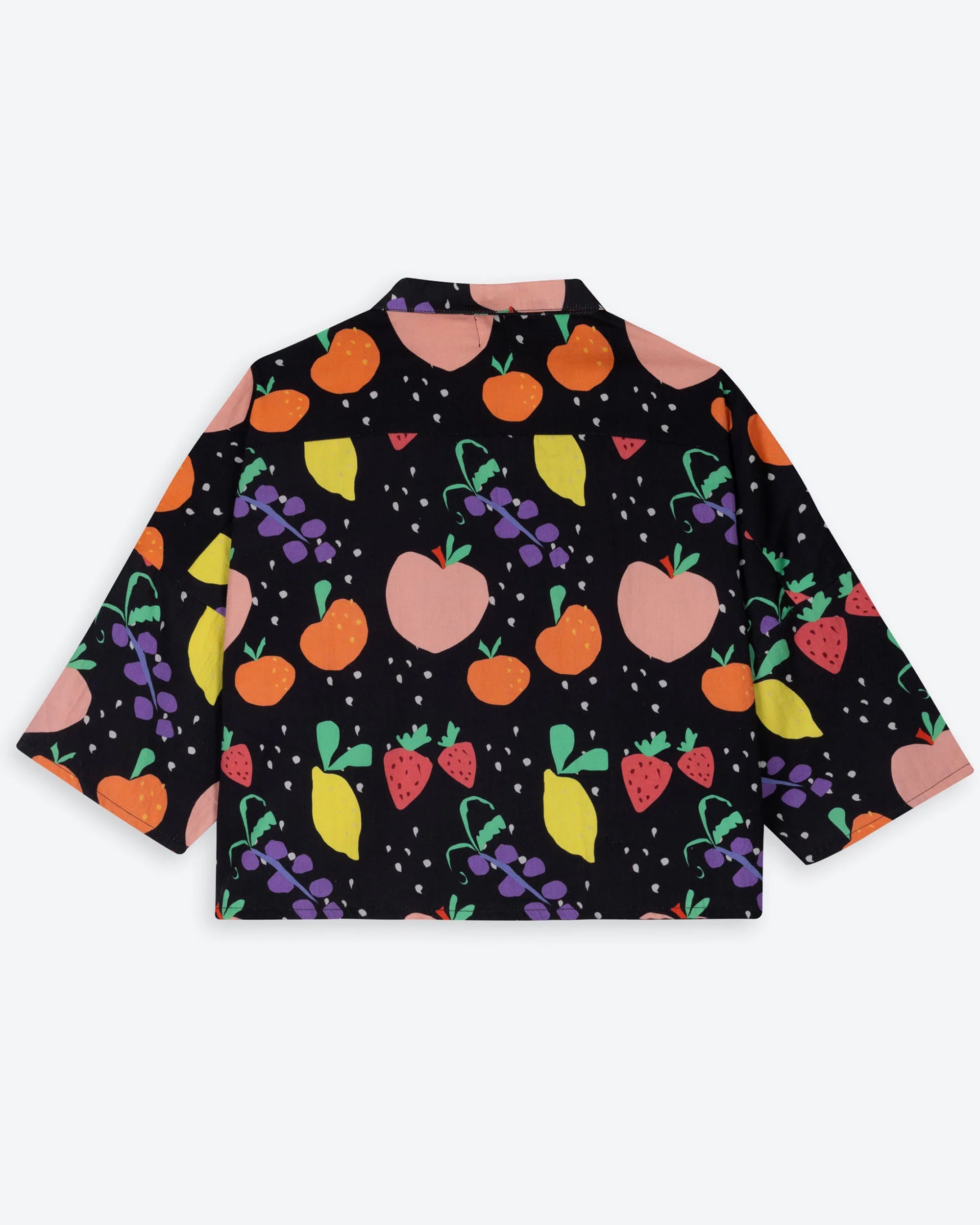 Miss Pompom Fruit Print Boxy Vacation Shirt - Women's Casual Summer Top for Beach, Travel & Outdoor Activities