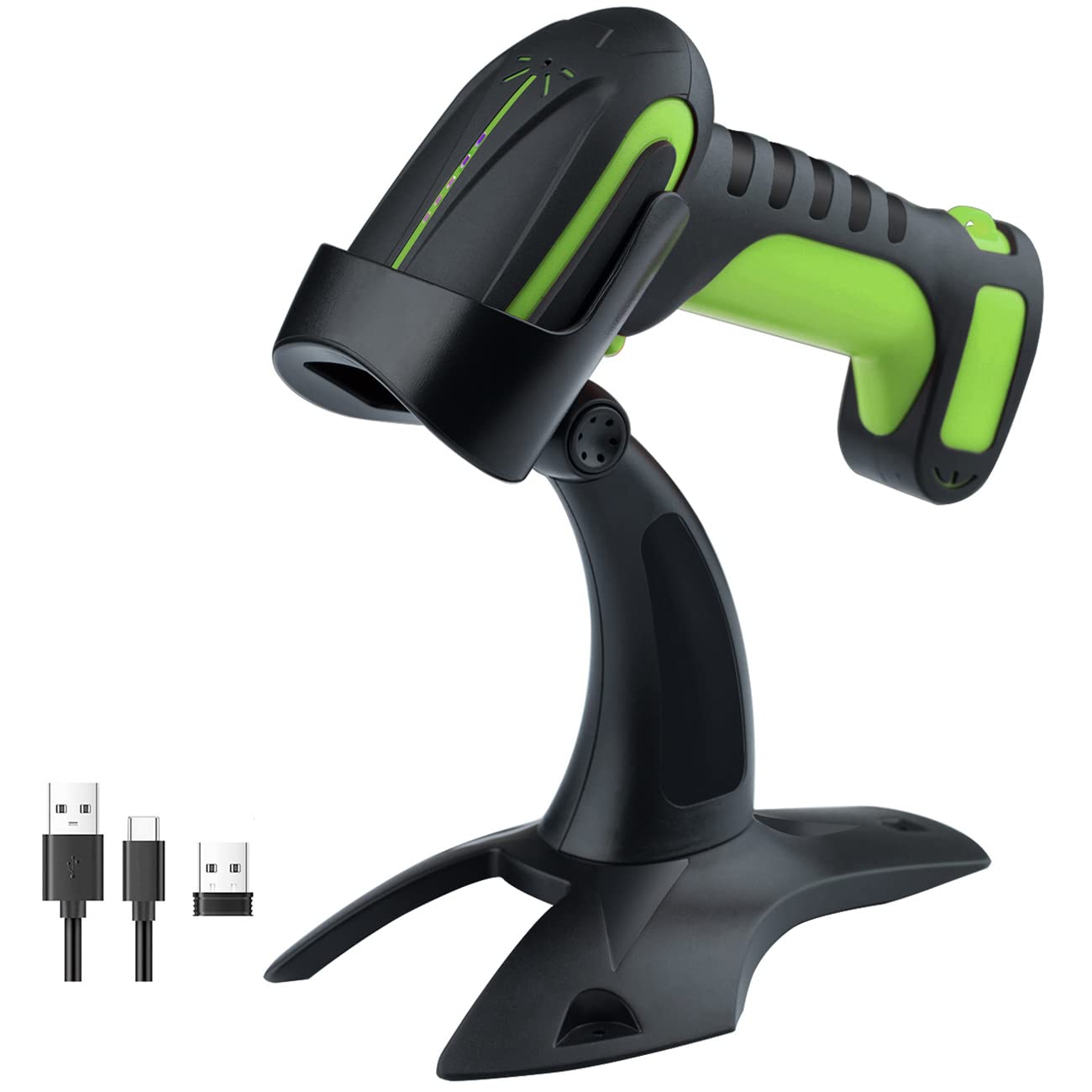 Tera Pro Industrial Wireless Barcode Scanner - 2D QR & 1D Barcode Reader with 2.4G Wireless & Bluetooth, 2500mAh Battery, Drop Resistant - Compatible with Windows, Mac, Android, iOS (Model 8100, Green) | Ideal for Retail Stores, Warehouses, and Inventory Management