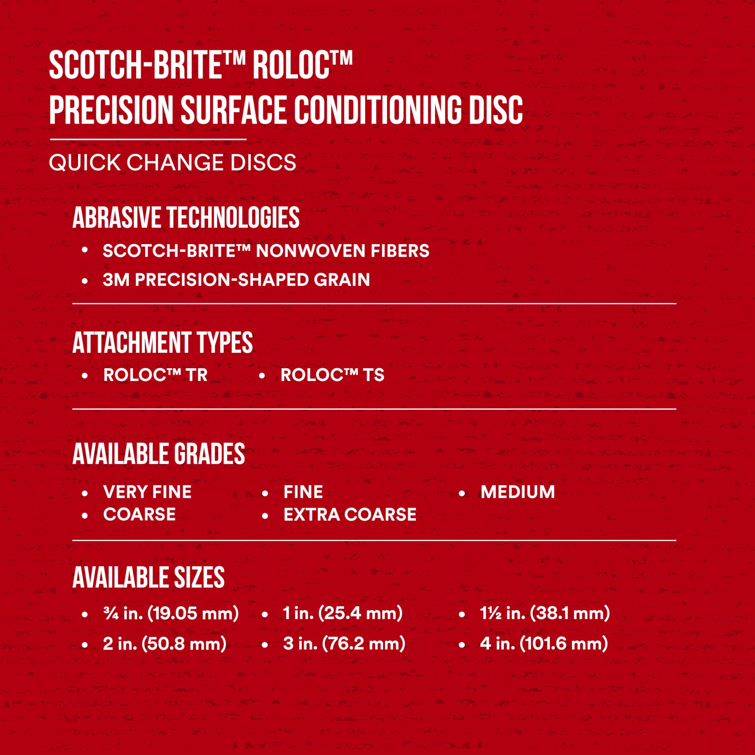 Scotch-Brite Precision Surface Conditioning Disc - Roloc TS Extra Coarse Ceramic Nonwoven Fiber - 3 Inch - 25/Inner Pack, 100/Case - Easy Change Dispenser Pack for Metal Finishing, Automotive Repair & Woodworking