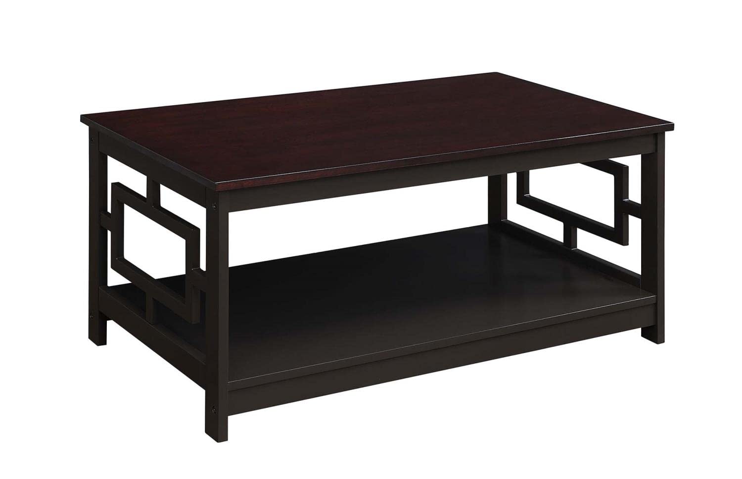 Convenience Concepts Town Square Coffee Table with Shelf - Espresso Finish - Modern Living Room Furniture for Small Spaces & Apartments