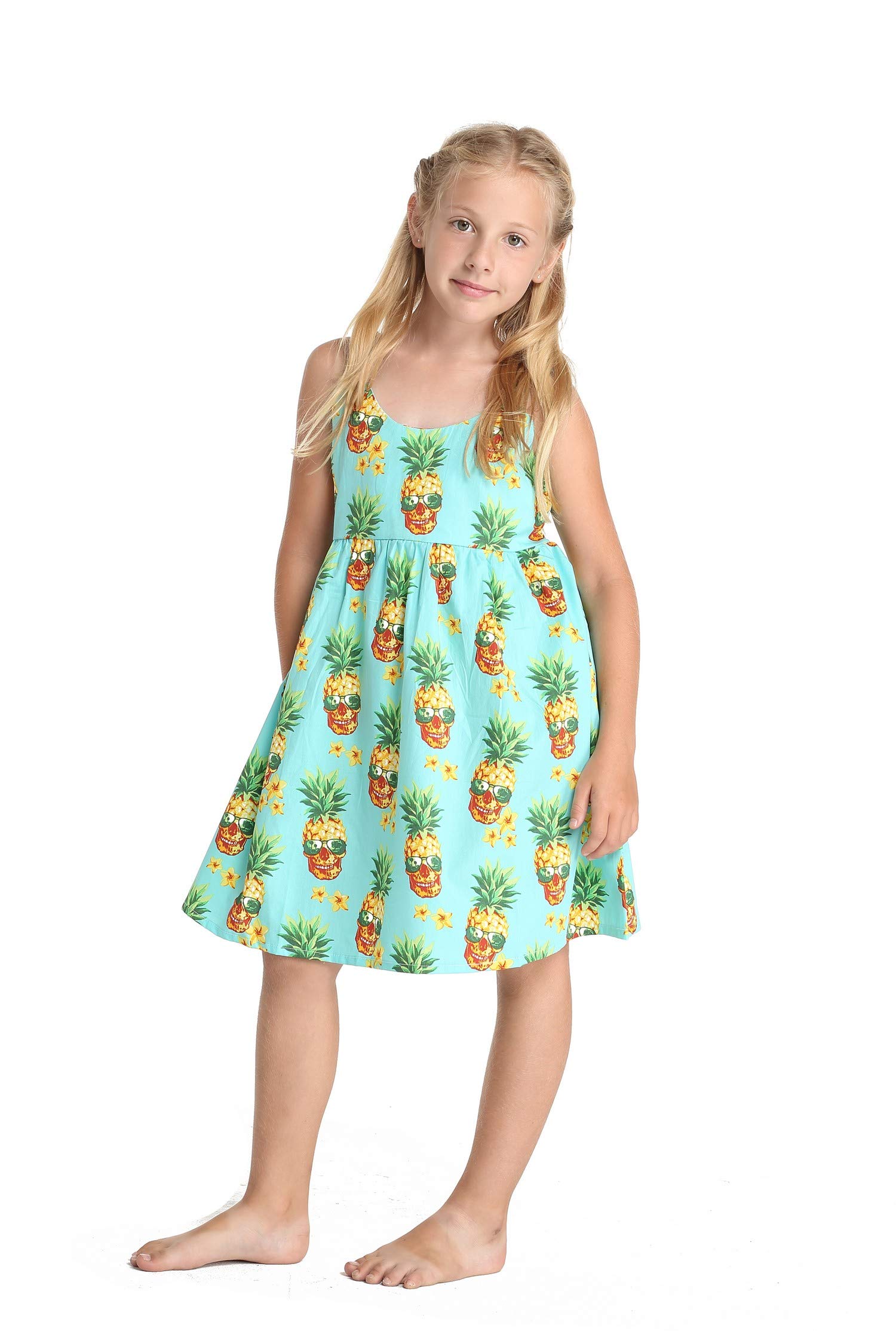 Hawaiian Luau Matching Mother Daughter Aloha Shirt & Dress Set - Classic Hibiscus Blue Floral Print for Family Beach Vacation, Summer Party, and Tropical Theme Events