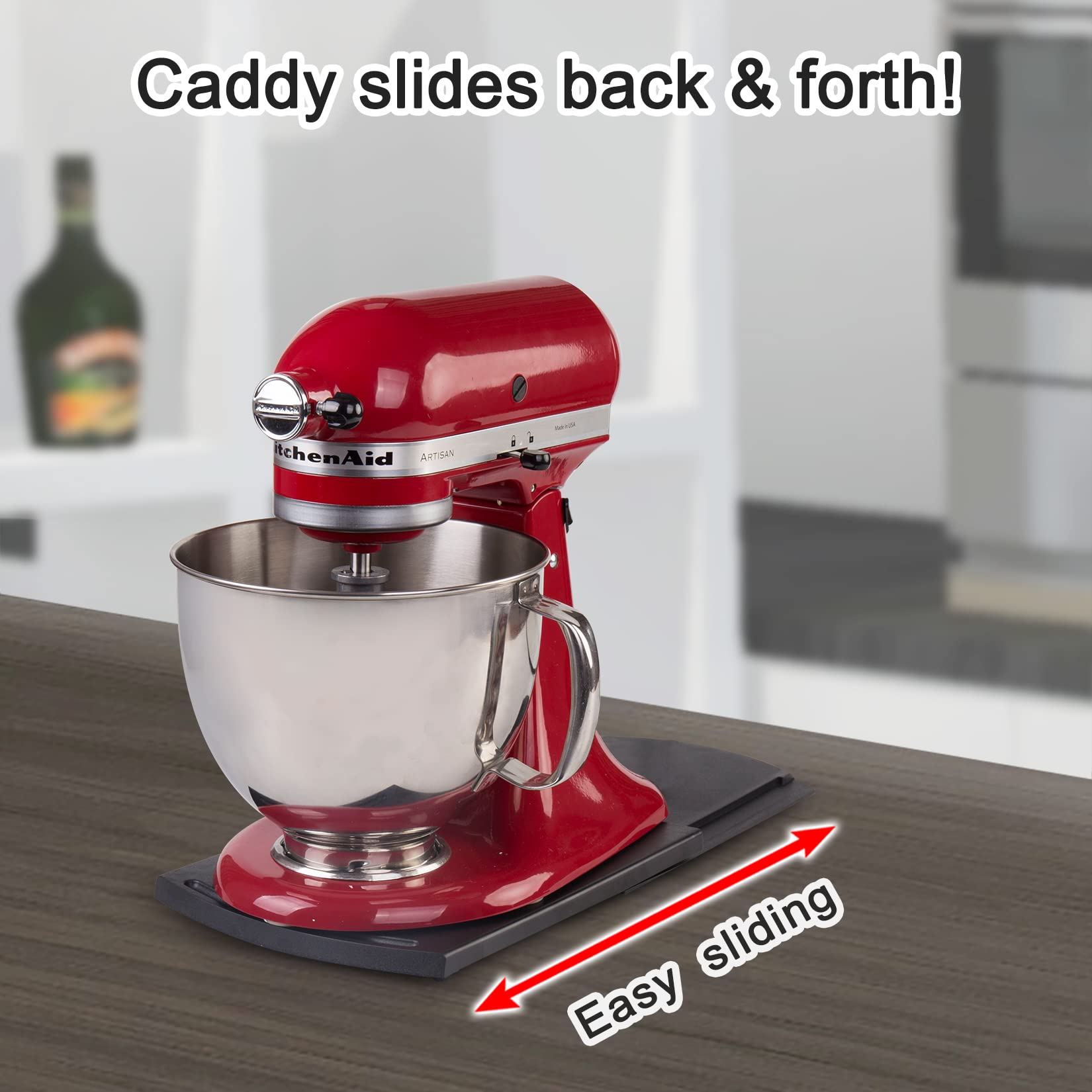 2 Pack Sliding Tray for Kitchen Appliances - Compatible with Coffee Makers, KitchenAid Mixers, Blenders, Air Fryers & Juicers - Countertop Organizer with Rolling Wheels | Perfect for Small Kitchen Spaces & Appliance Storage