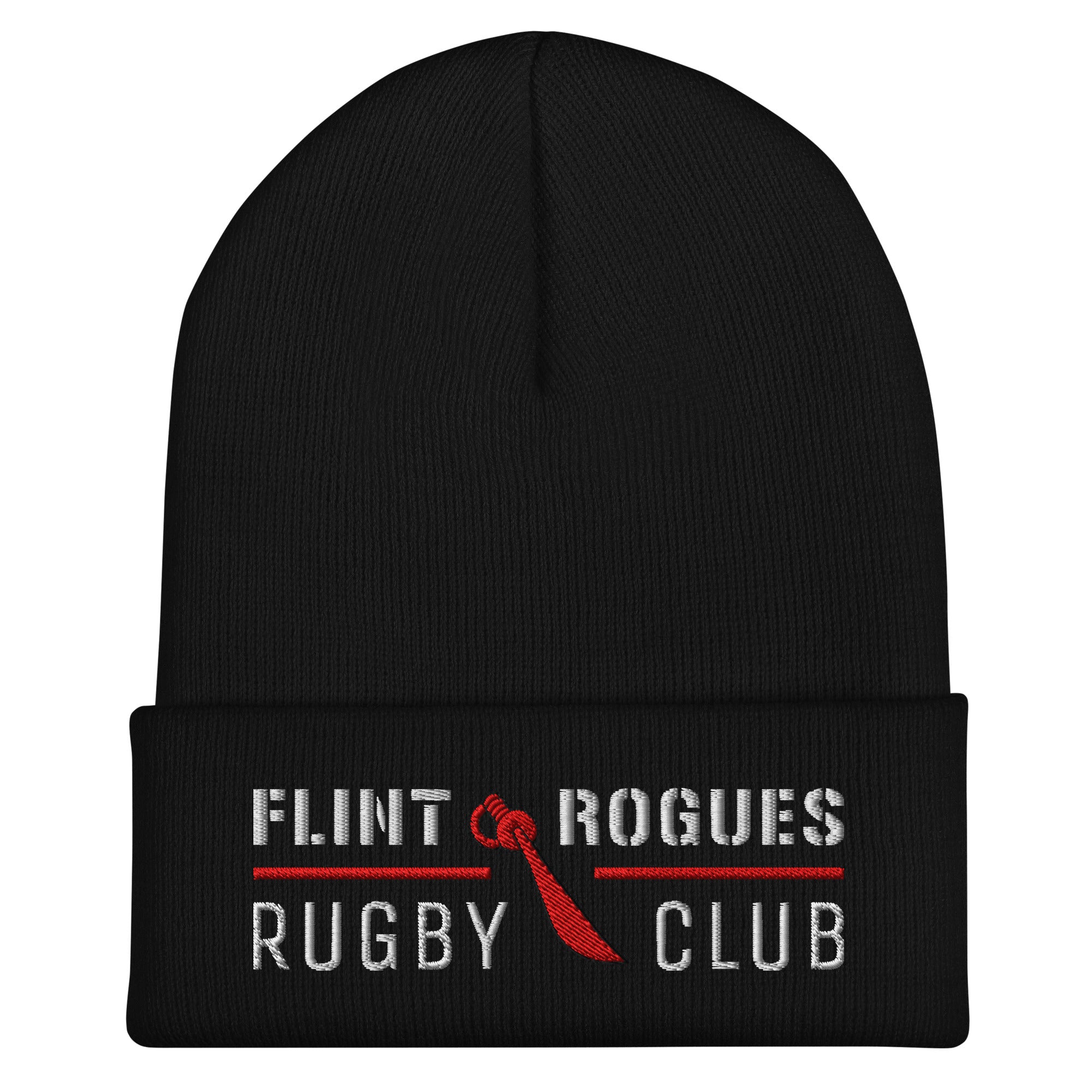 Flint Rogues RFC Cuffed Beanie - Winter Knit Hat for Men & Women - Warm Fleece-Lined Skull Cap for Outdoor Sports, Hiking, and Casual Wear