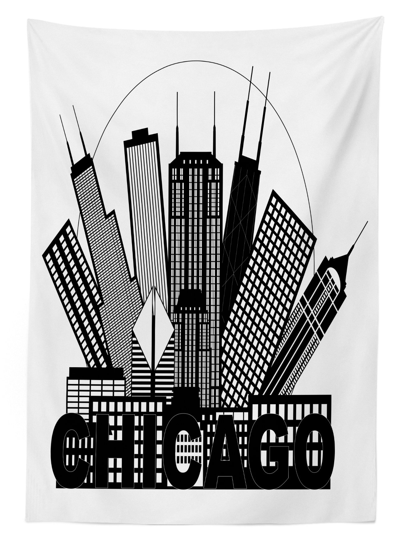 Ambesonne Chicago Skyline Tablecloth - 58