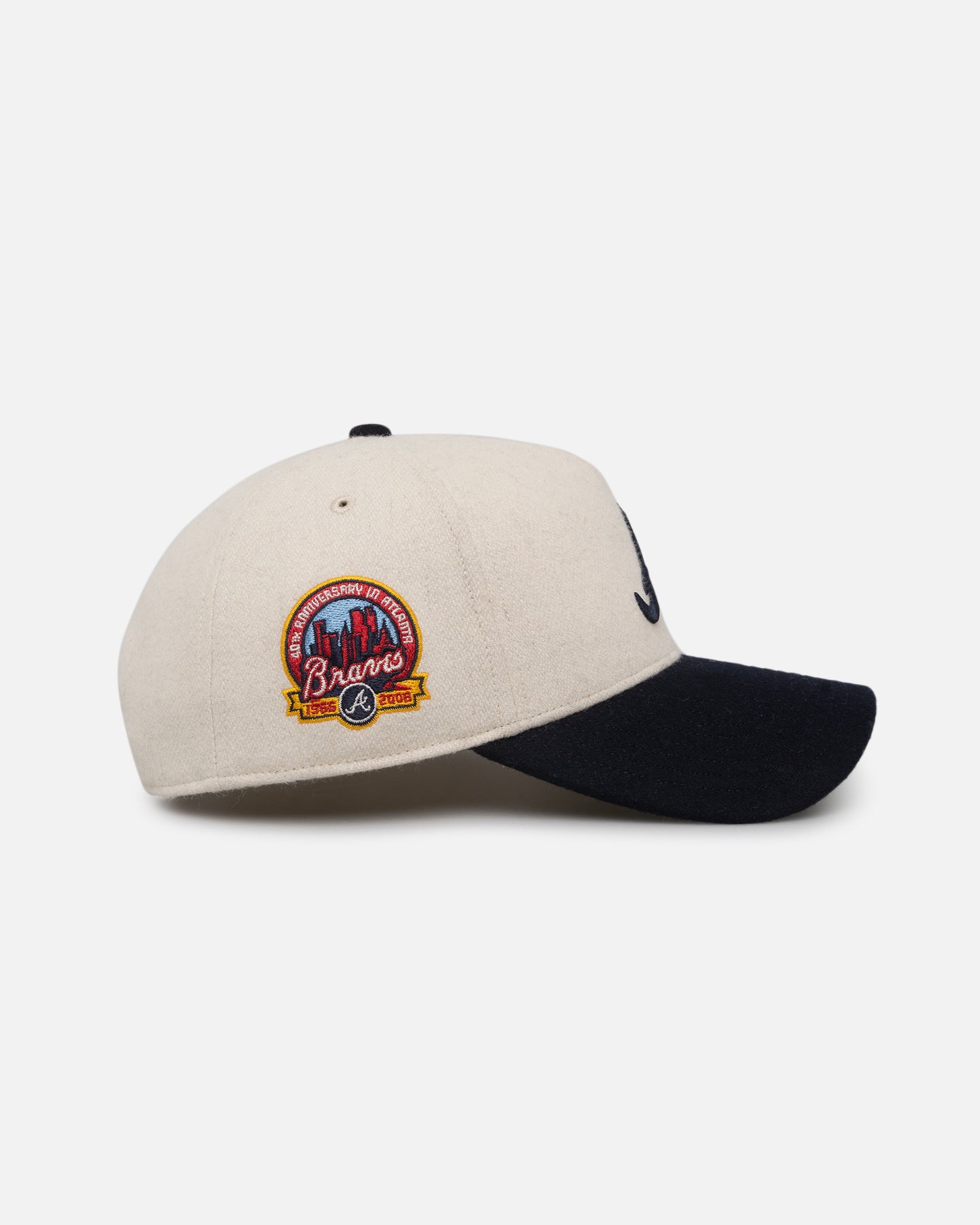 47 Brand Atlanta Braves Wooly Sure Shot Offside DT Snapback Hat - Natural/Navy - Perfect for Baseball Games, Sports Events & Casual Wear