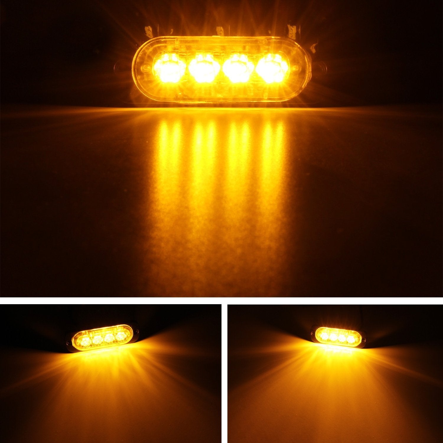 2-Pack Amber LED Strobe Warning Lights for Trucks, Trailers, Pickups & SUVs - Emergency Vehicle Safety Flashers for Roadside Hazards, Construction Zones & Nighttime Visibility