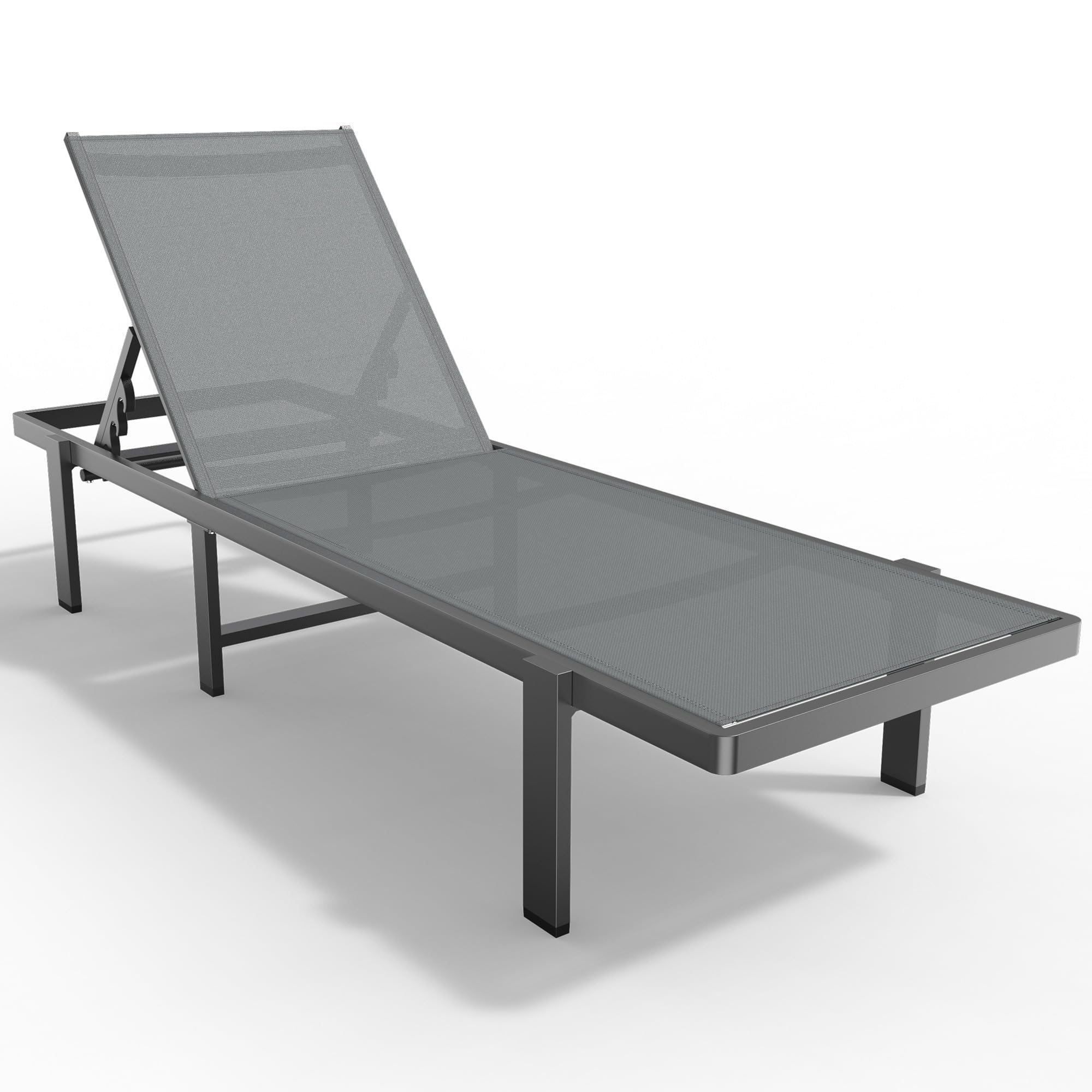 **Adjustable Outdoor Lounge Chair - Weather-Resistant Aluminum Tanning Chaise for Patio, Pool & Beach - Perfect for Sunbathing & Relaxing in Grey**