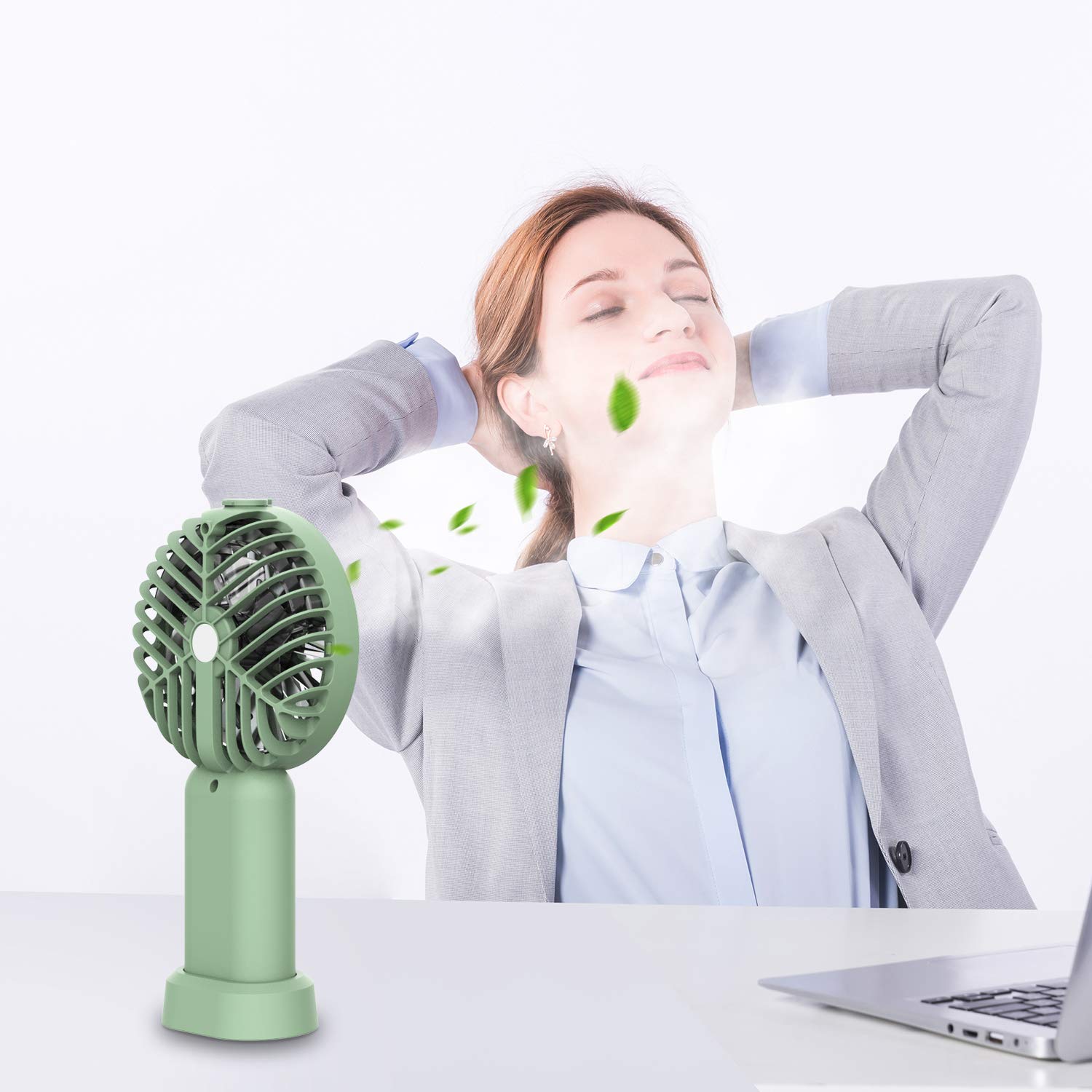 Neveika Portable Handheld Fan - 3-Speed Personal Air Cooler with Evaporative Cooling & Humidifier Function | Compact USB Desk Fan for Office, Dorm, Nightstand, Travel | Olive Green Cooling Fan for Summer Heat Relief