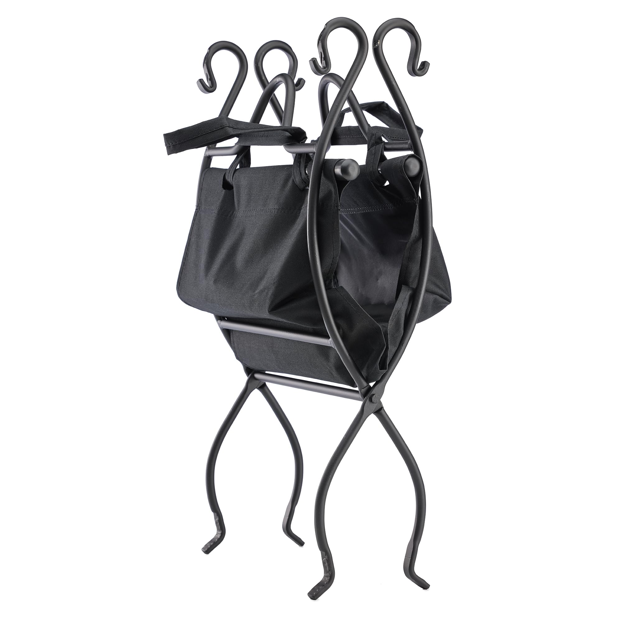 Uniflame Deluxe Wrought Iron Fire Pit Log Rack - Heavy Duty Black Firewood Holder for Indoor & Outdoor Use - Perfect for Fireplace, Patio, Camping and Backyard Gatherings