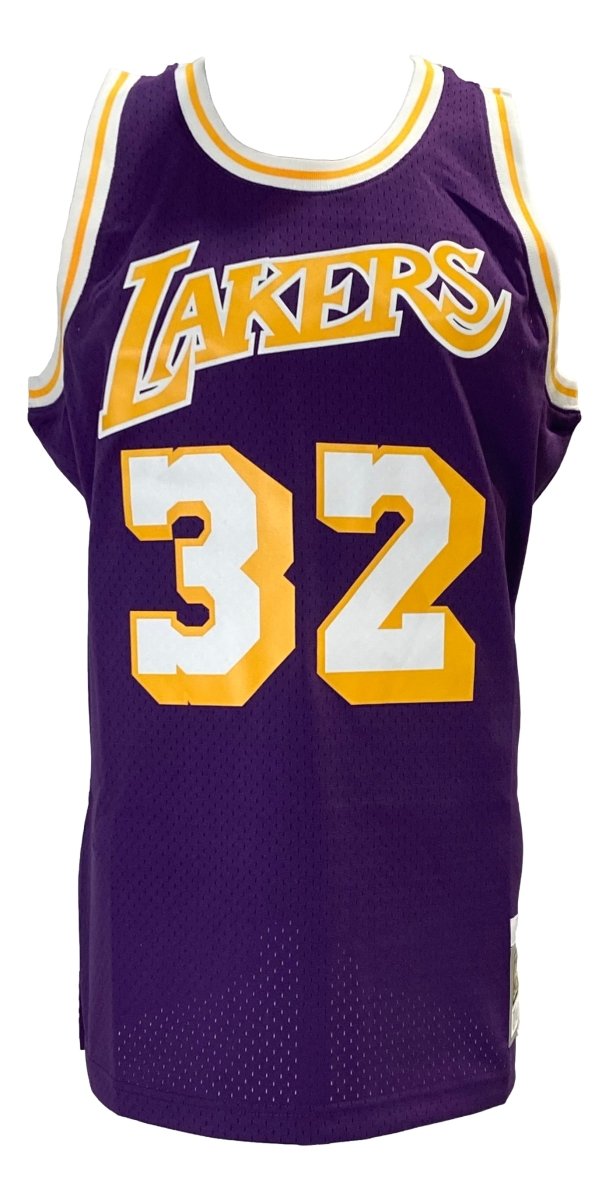 Magic Johnson Autographed 1984-85 Los Angeles Lakers Purple Mitchell & Ness Hardwood Classics Swingman Jersey - Perfect for NBA Memorabilia Collectors and Lakers Fans - Great for Display, Gifting, and Sports Memorabilia Collections
