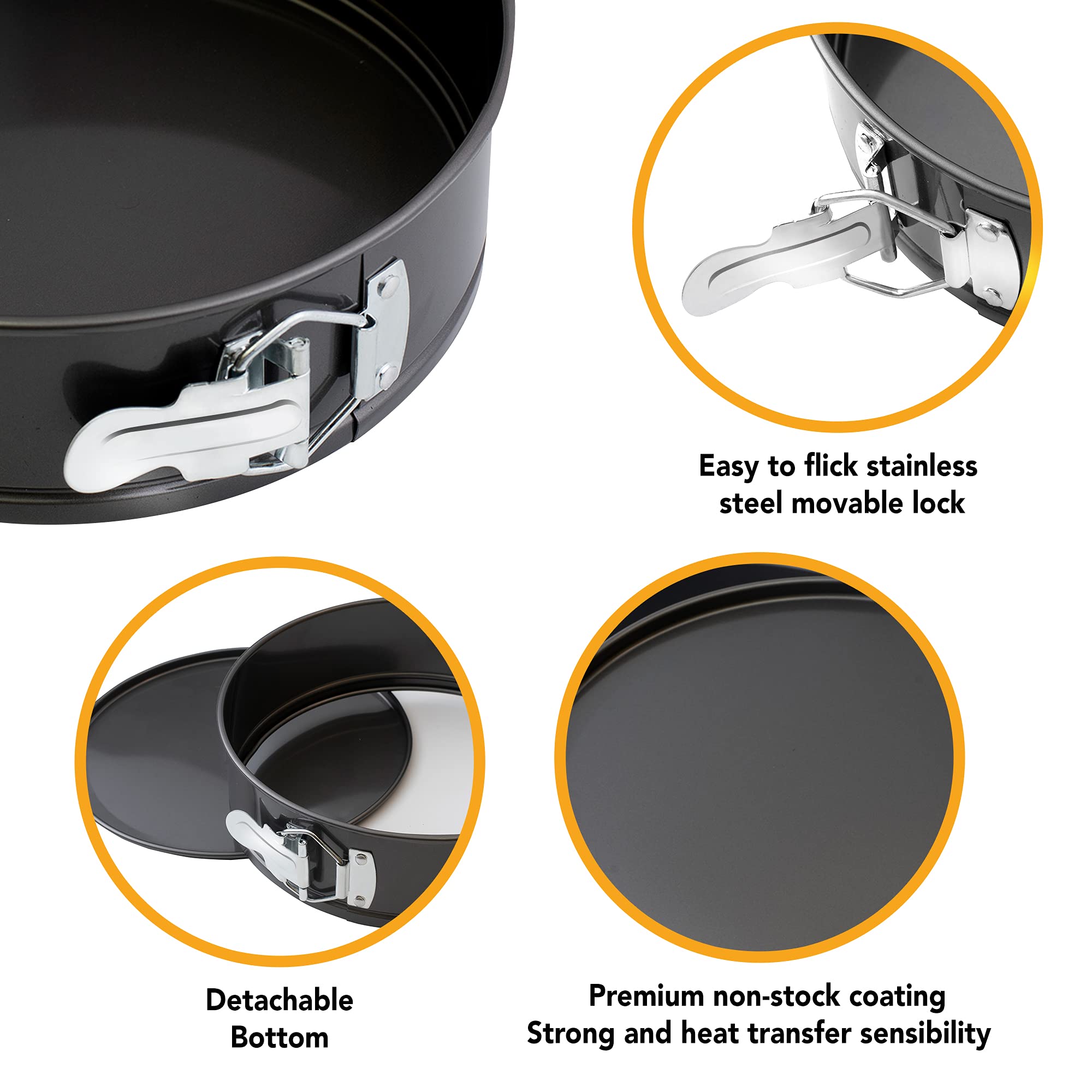 8 Inch Non-Stick Springform Cake Pan - 20cm Round Baking Tin for Cheesecake, Sponge Cake & Desserts | Perfect for Home Kitchen, Restaurants & Professional Baking (Durable Bakeware for Easy Release & Even Heating)