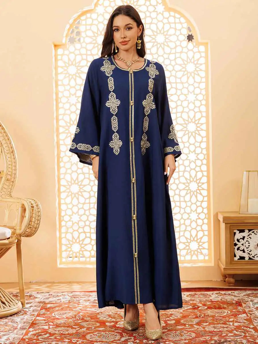 Elegant Eid Caftan Dress for Women - Traditional Middle Eastern Kaftan with Embroidery - Perfect for Eid Celebrations, Weddings & Special Occasions