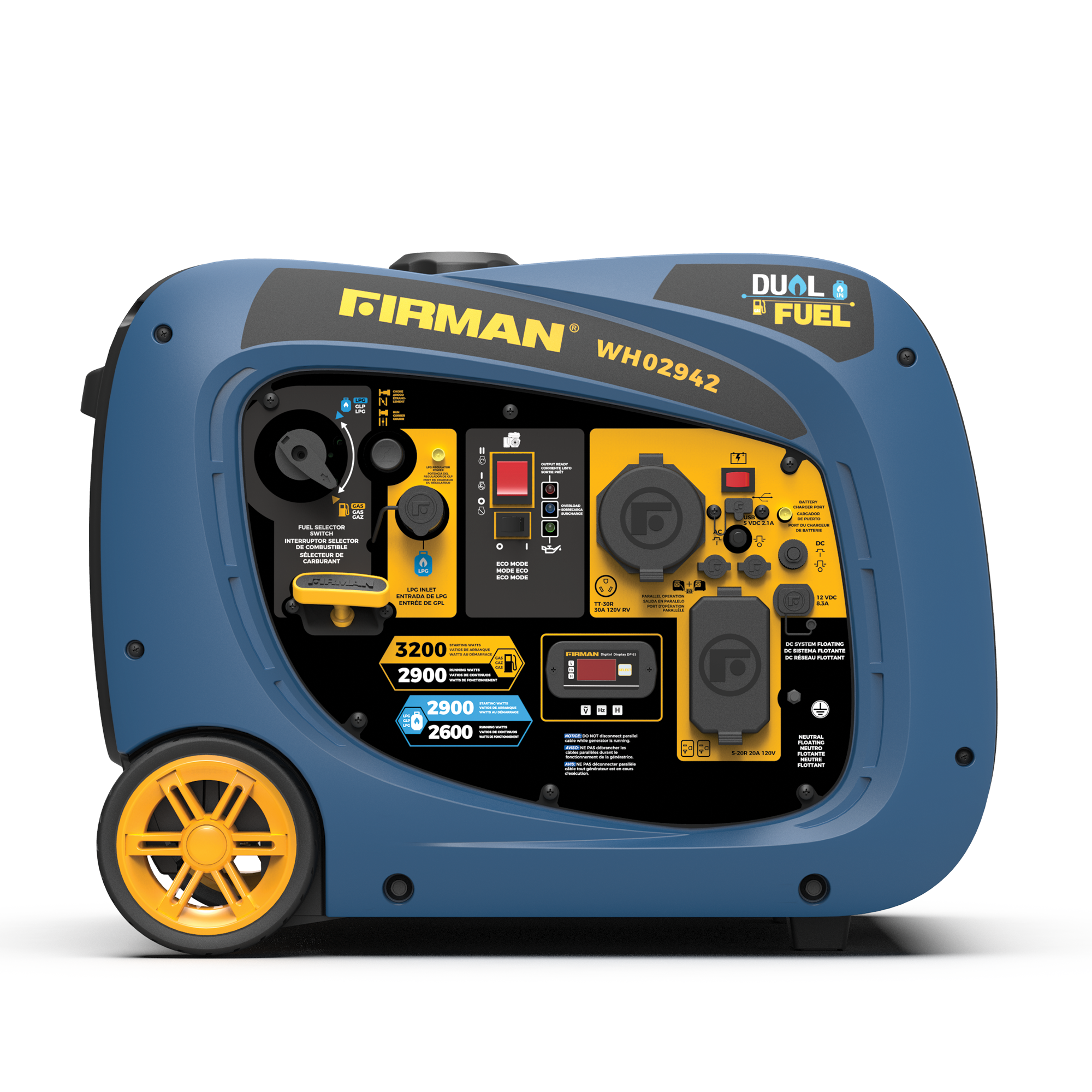 Refurbished 3200W Dual Fuel Inverter Generator with Electric Start - Perfect for Camping, RV Trips & Emergency Power Backup
