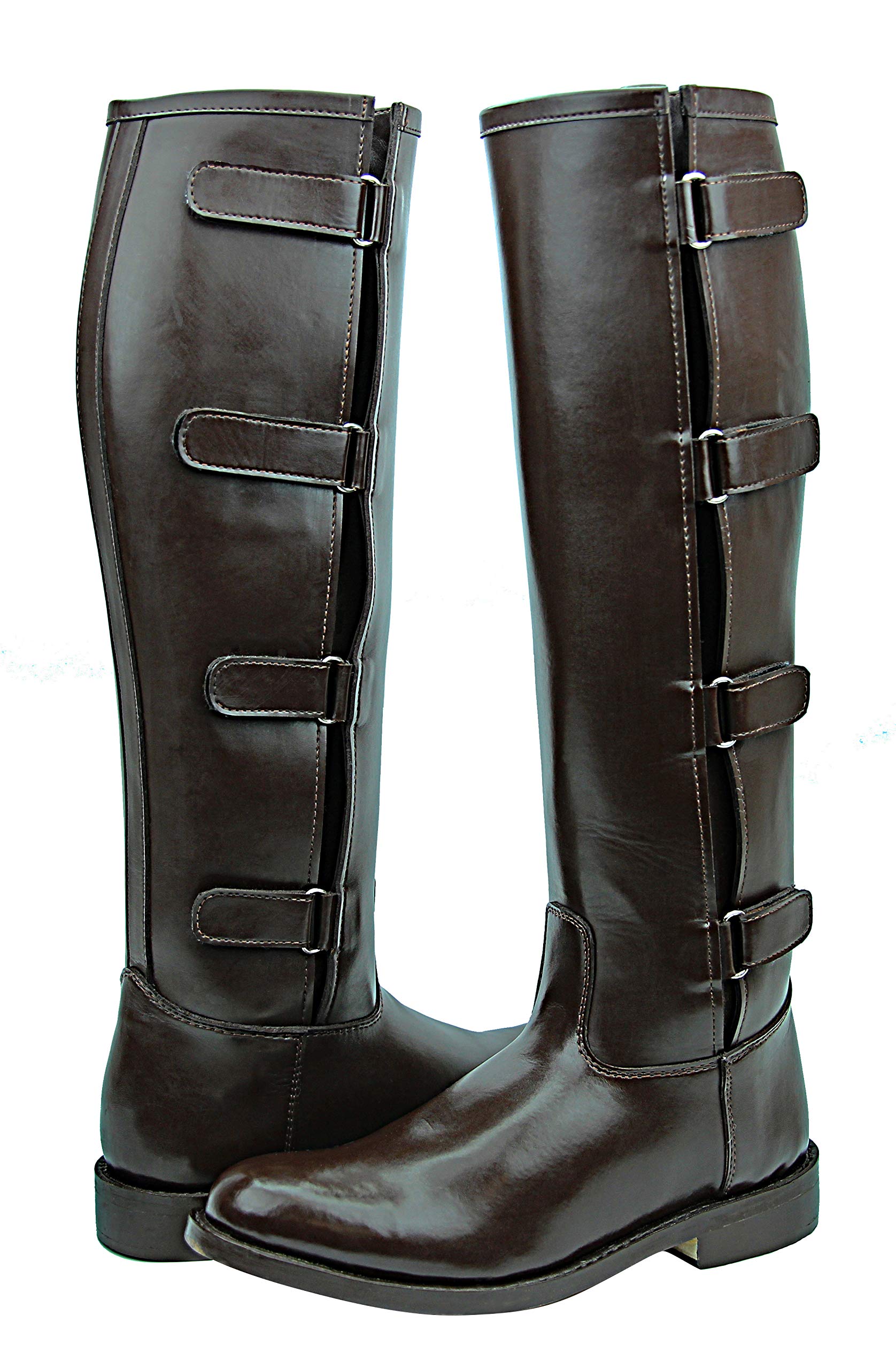 Women's Knee High Leather Equestrian Riding Boots - Brown Tall Polo Boots for Horseback Riding & Outdoor Activities | Perfect for Equestrian Sports, Polo Matches & Country Fashion