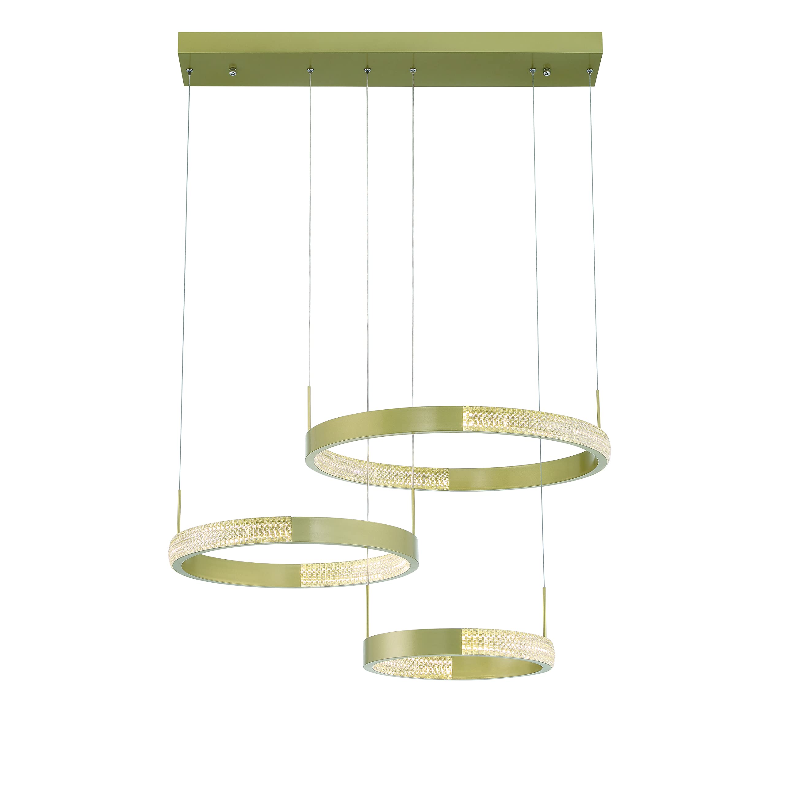 Vanity Art 3-Light Modern LED Chandelier - Gold Tiered Hanging Light Fixture for Dining Room, Living Room, Bedroom & Kitchen | Elegant Ceiling Lighting for Home Decor, Parties & Romantic Dinners (Model: SYLED1293-BD)