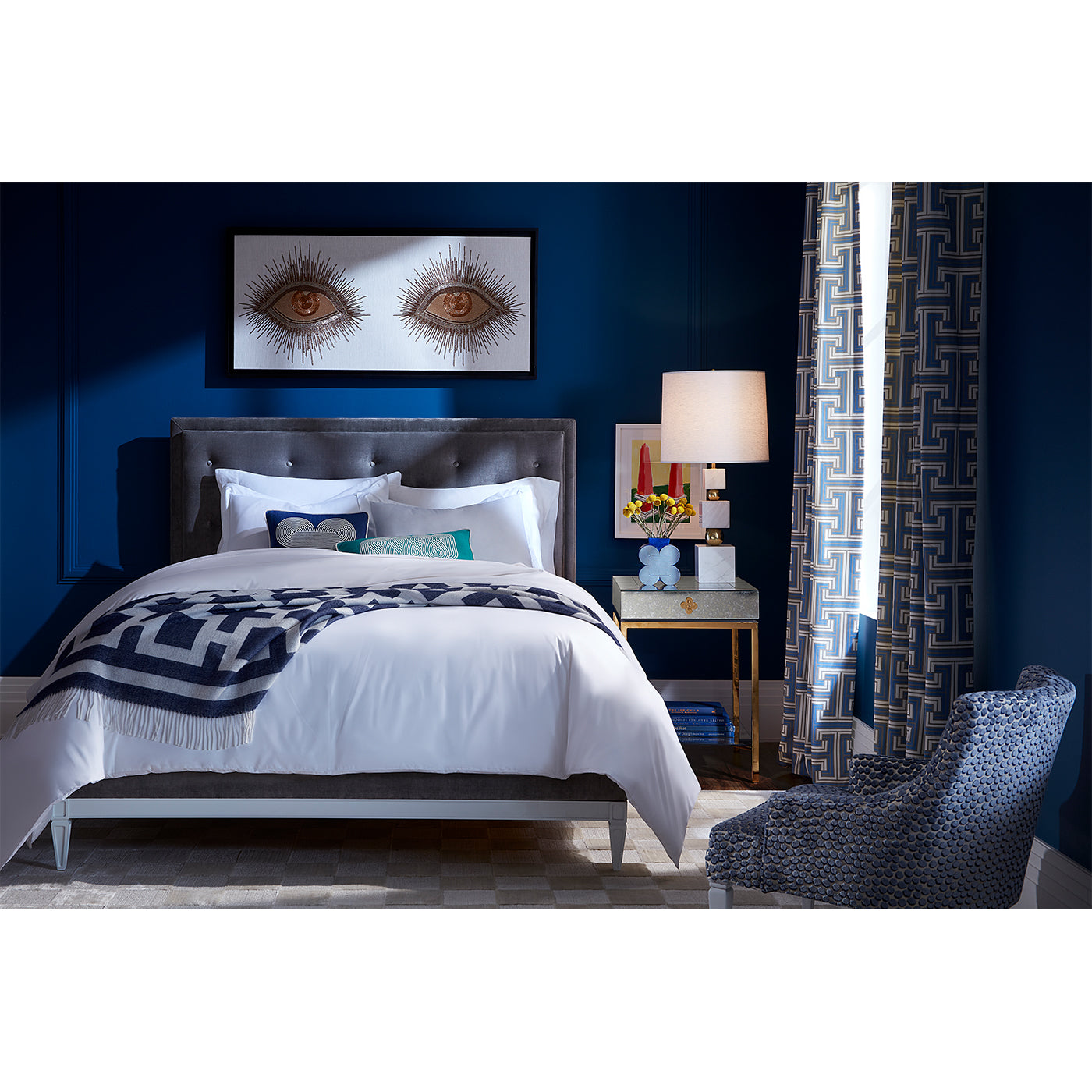 Lampert King Size Bed Frame - Modern Platform Bed with Upholstered Headboard, Sturdy Wooden Slats - Perfect for Master Bedroom, Guest Room, or Apartment