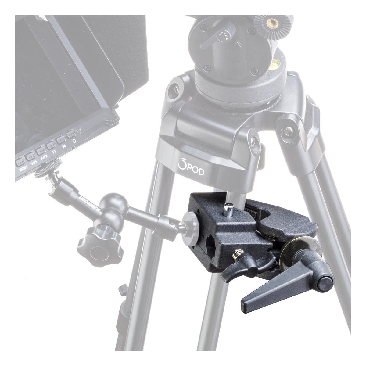Flashpoint Super Clamp - Heavy Duty Black Photography Clamp with No Stud for Studio Lighting, Backdrops & Equipment Mounting - Perfect for Photo Studios, Video Production & DIY Projects