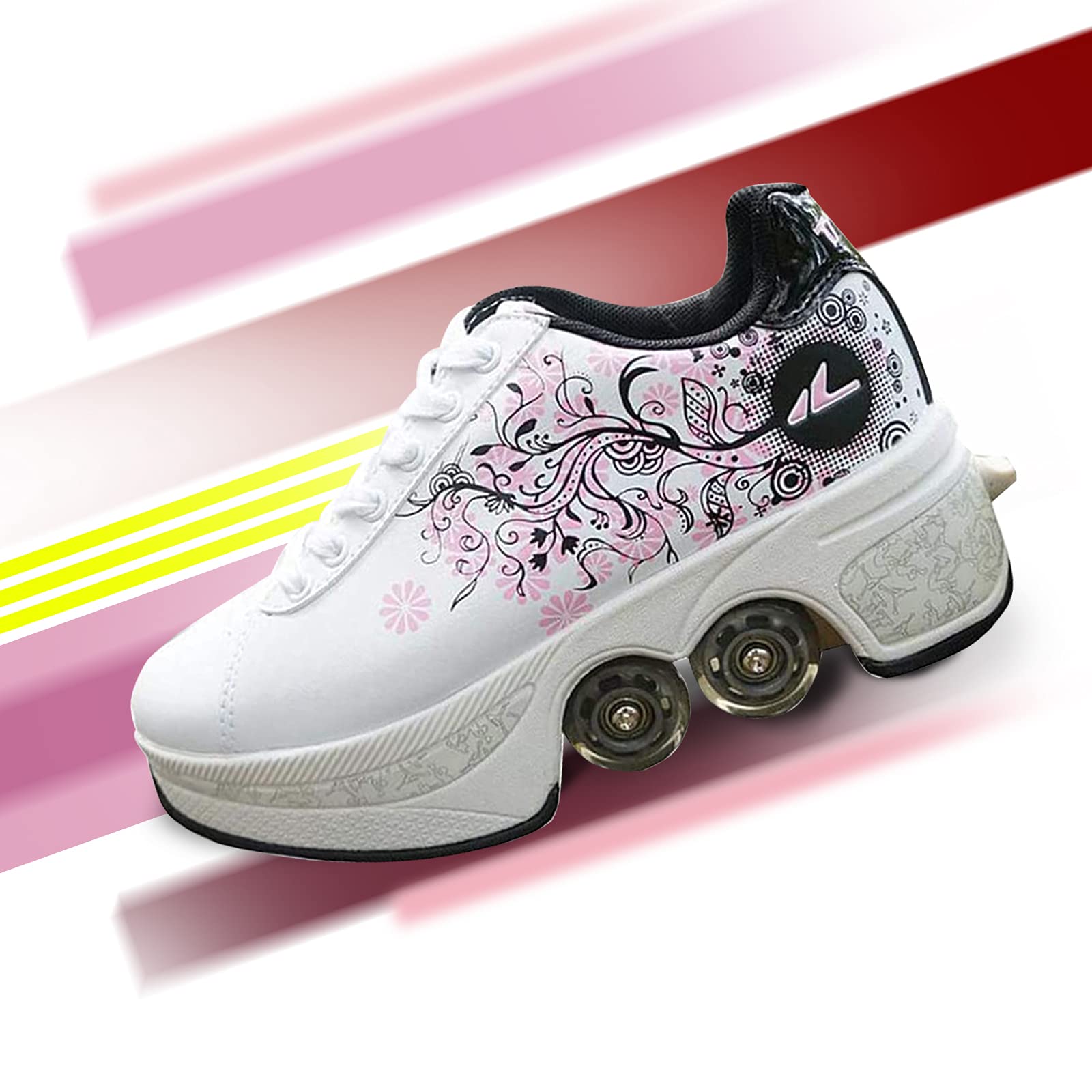 Retractable Roller Skates for Women & Kids - Pop Out Wheel Double-Row Outdoor Sports Shoes | Perfect for Parkour, Casual Skating & Street Performance