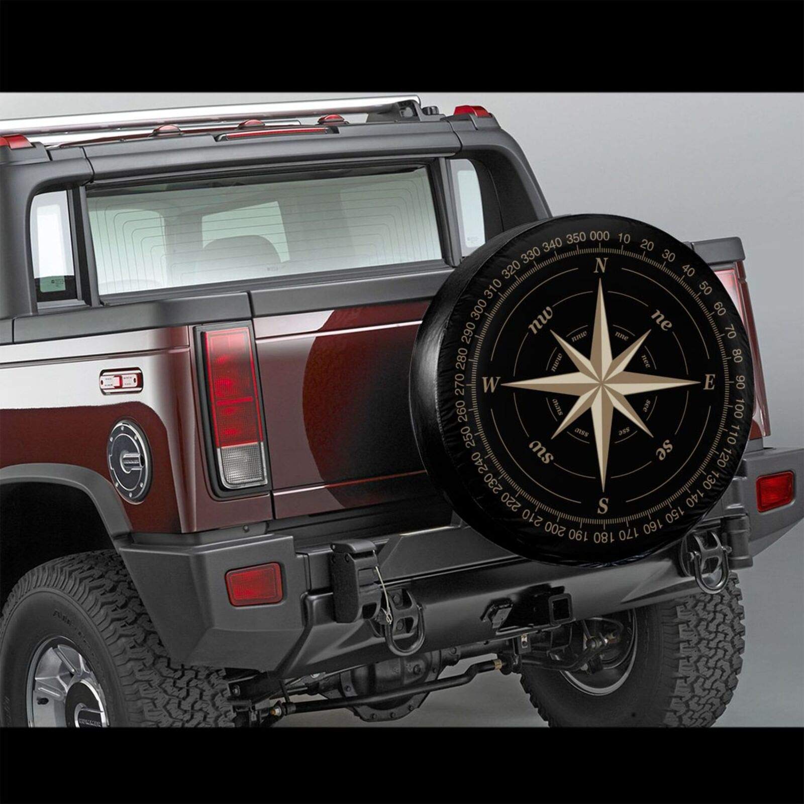 Compass Rose Black Spare Tire Cover - UV Resistant 15 Inch Wheel Protector for Trailers, RVs, SUVs & Trucks | Durable Sun Protection for Outdoor Adventures & Road Trips