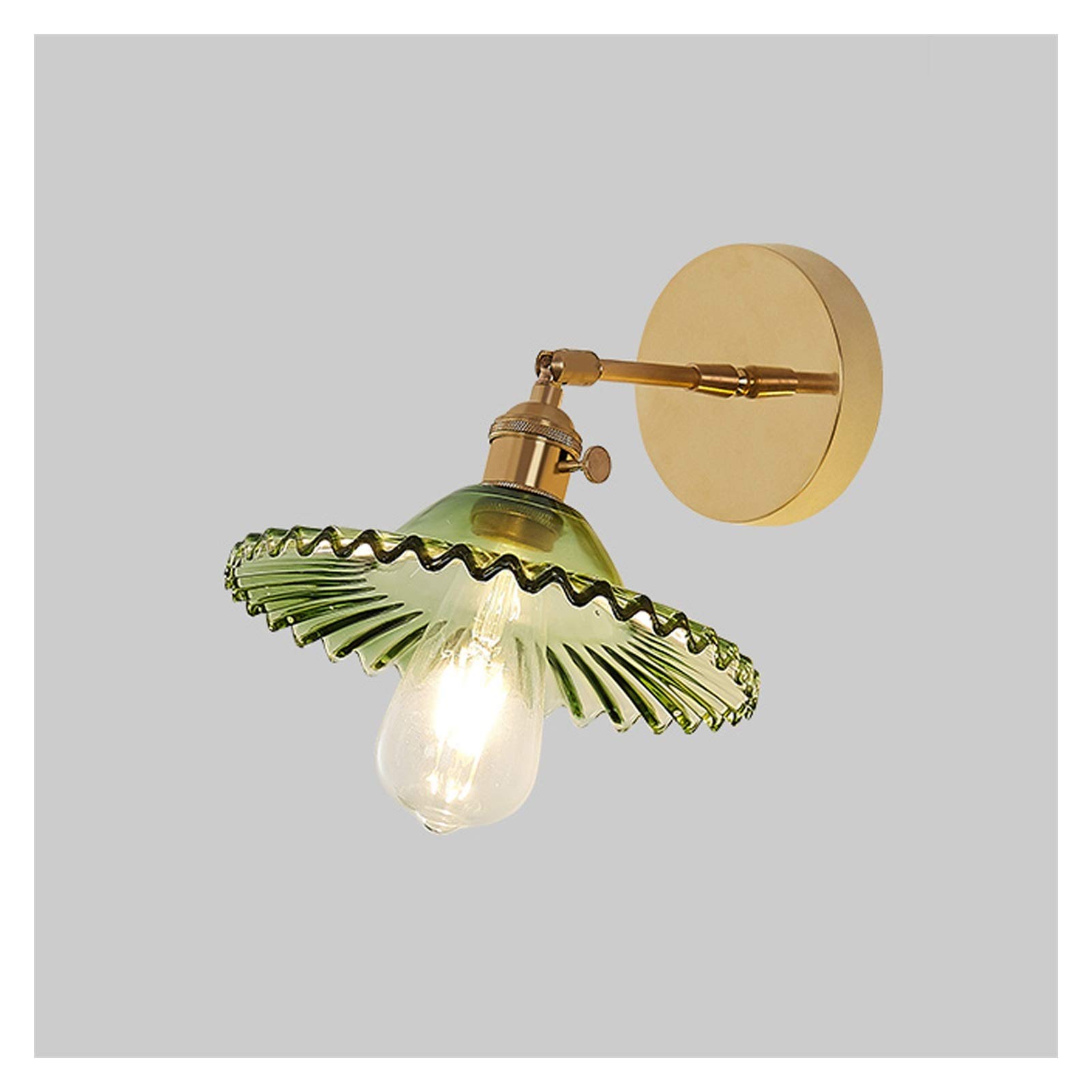 Modern Creative Brass Wall Sconce with Glass Lampshade - Green LED Wall Light for Bedroom, Living Room, Corridor & Hallway - Elegant Ambient Lighting for Home Decor & Interior Design