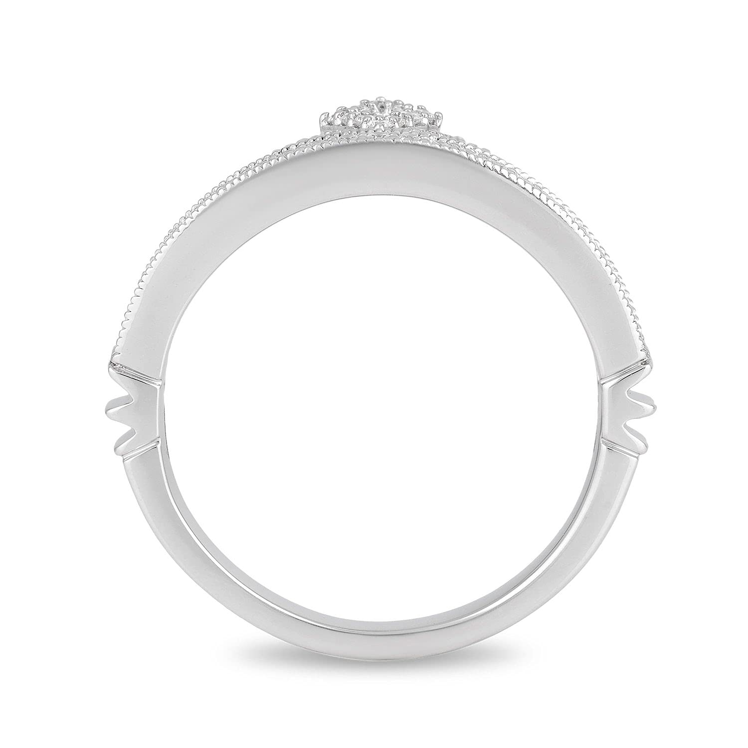 Enchanted Disney Princess Tiara Ring - 1/4 Cttw Diamond Sterling Silver Fine Jewelry by Jewelili | Perfect for Disney Fans, Birthday Gifts & Special Occasions