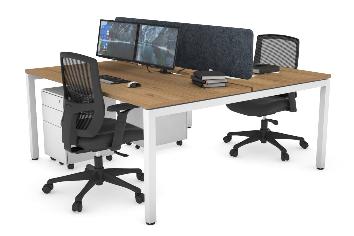 Quadro Square Legs 2 Person Office Workstation Desk - 1200L x 800W with Cable Management Scallop - Perfect for Shared Workspaces & Home Offices